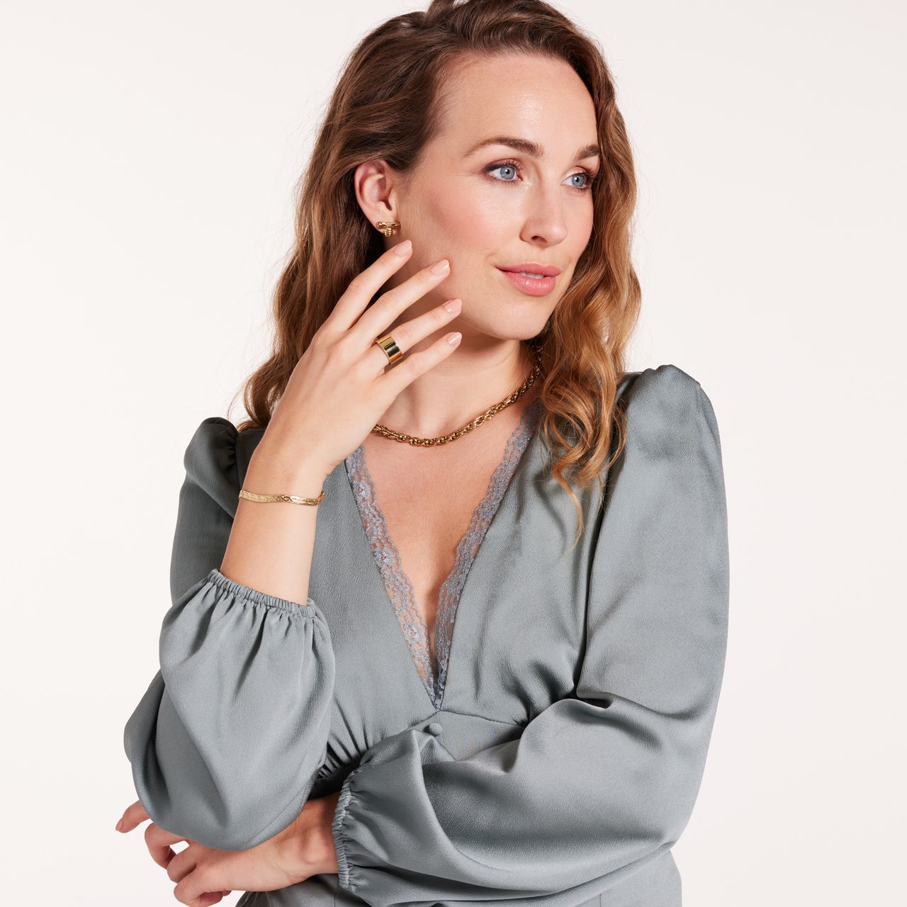 Stainless steel goldplated ring voor dames
