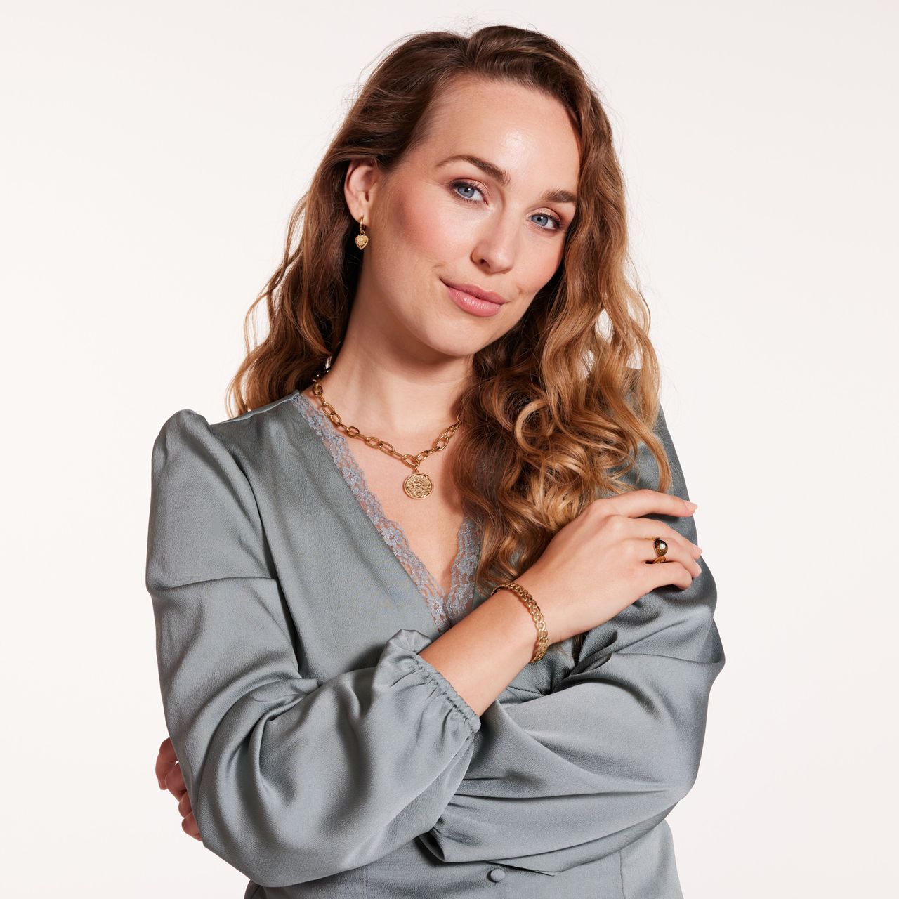 Stainless steel goldplated ring voor dames