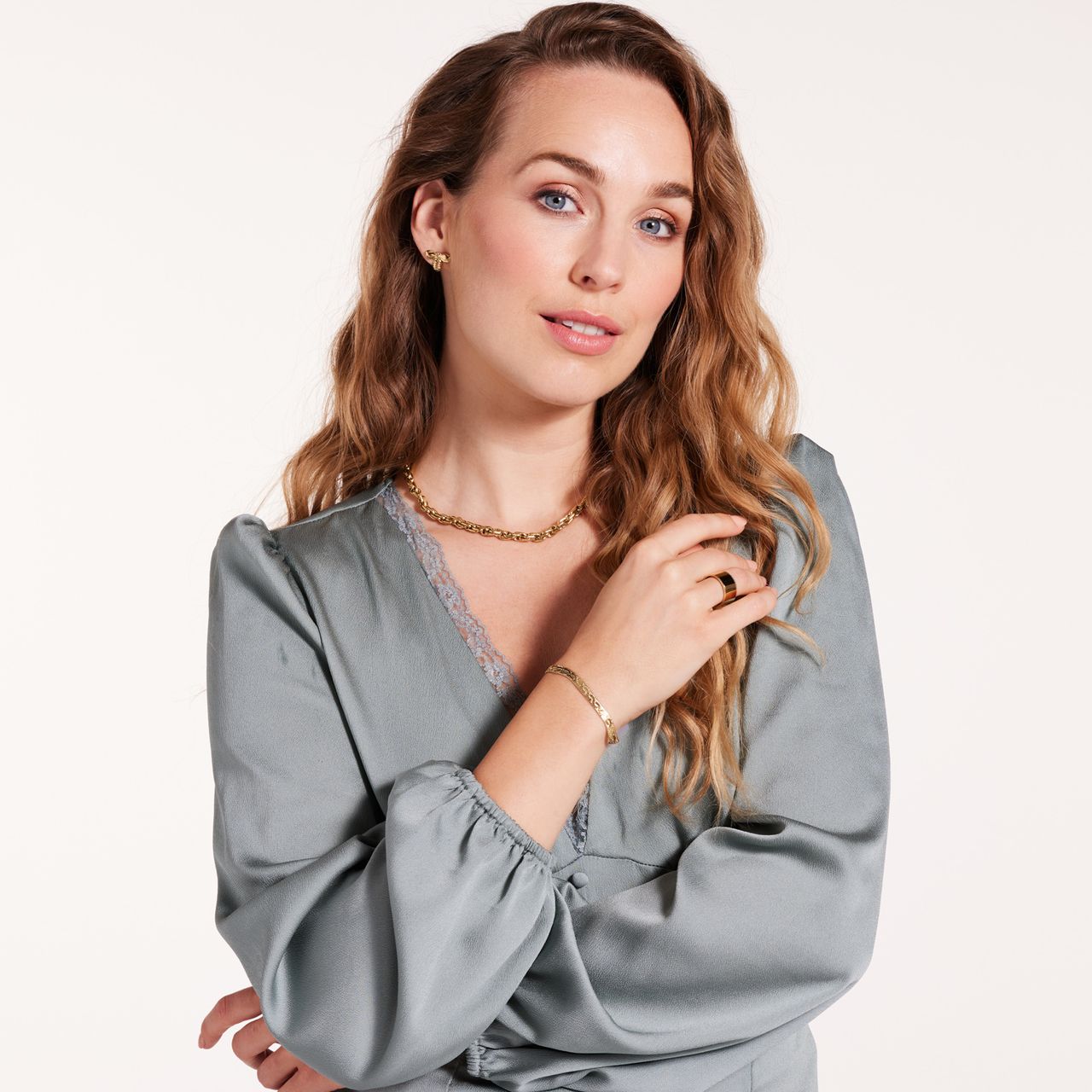 Stainless steel goldplated ketting voor dames
