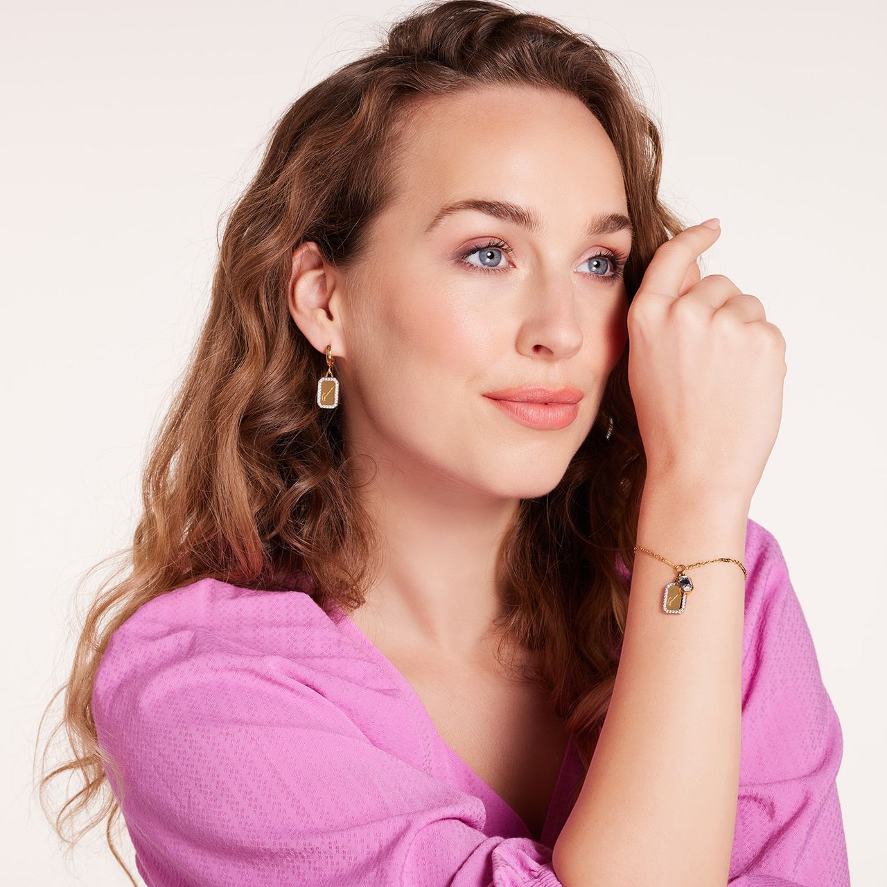 Guess stainless steel goldplated oorringen met hanger met kristal voor dames