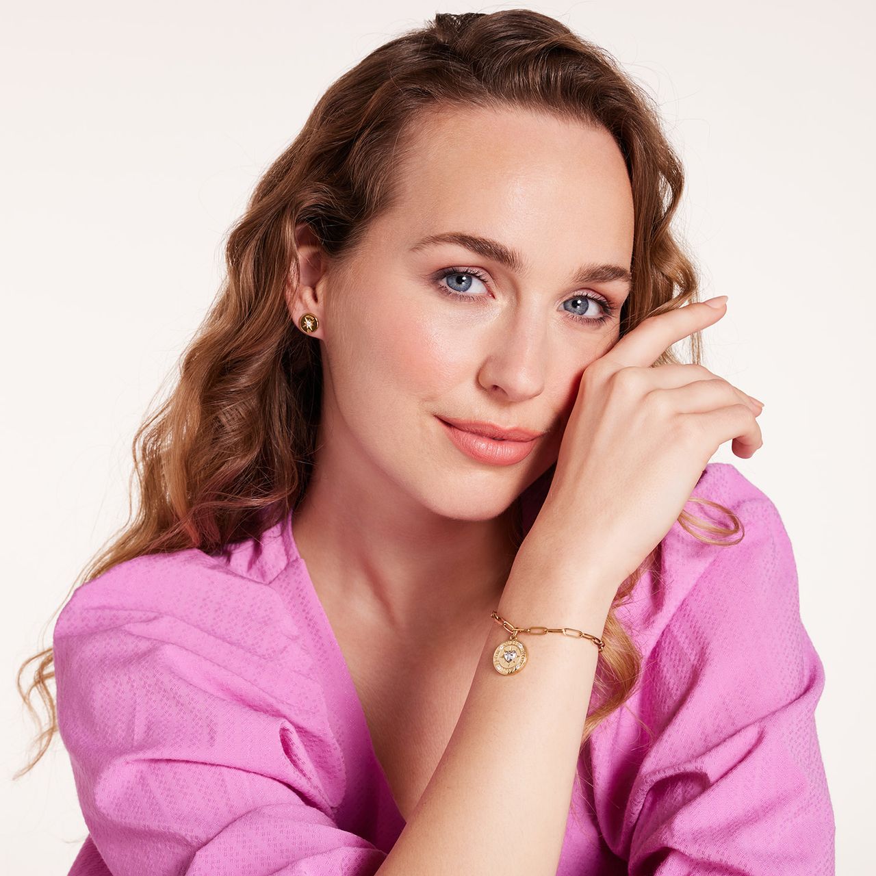 Guess stalen goldplated schakelarmband met kristal voor dames