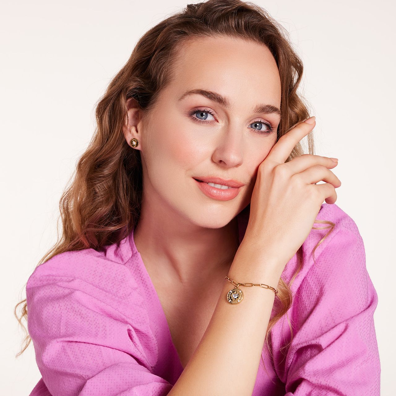 Guess stalen goldplated oorknoppen met kristal voor dames