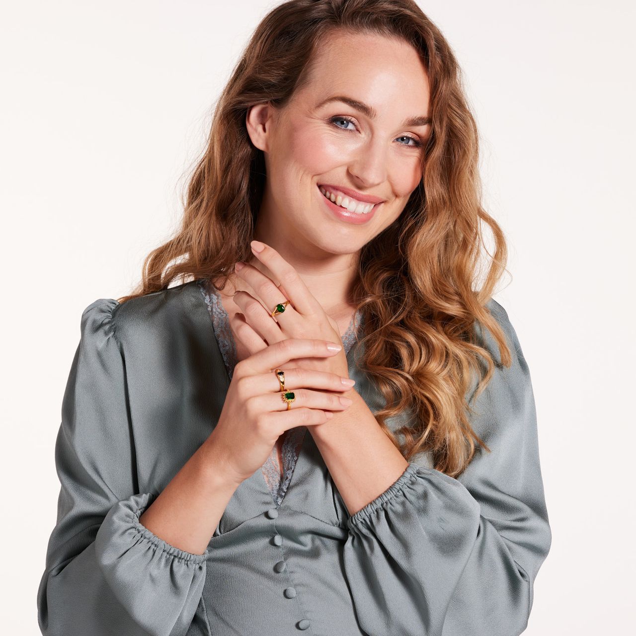 Stalen goldplated ring met zirkonia voor dames