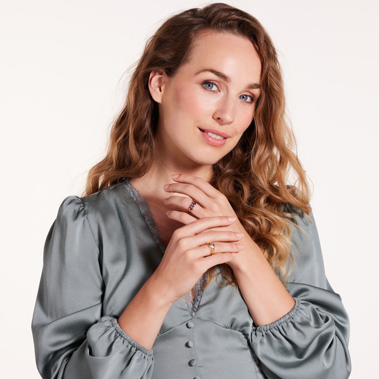 Stainless steel goldplated ring met zirkonia voor dames