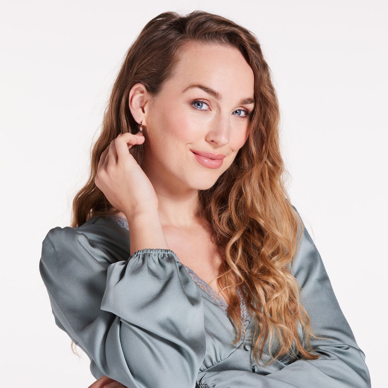 Stalen roséplated oorringen met zirkonia voor dames