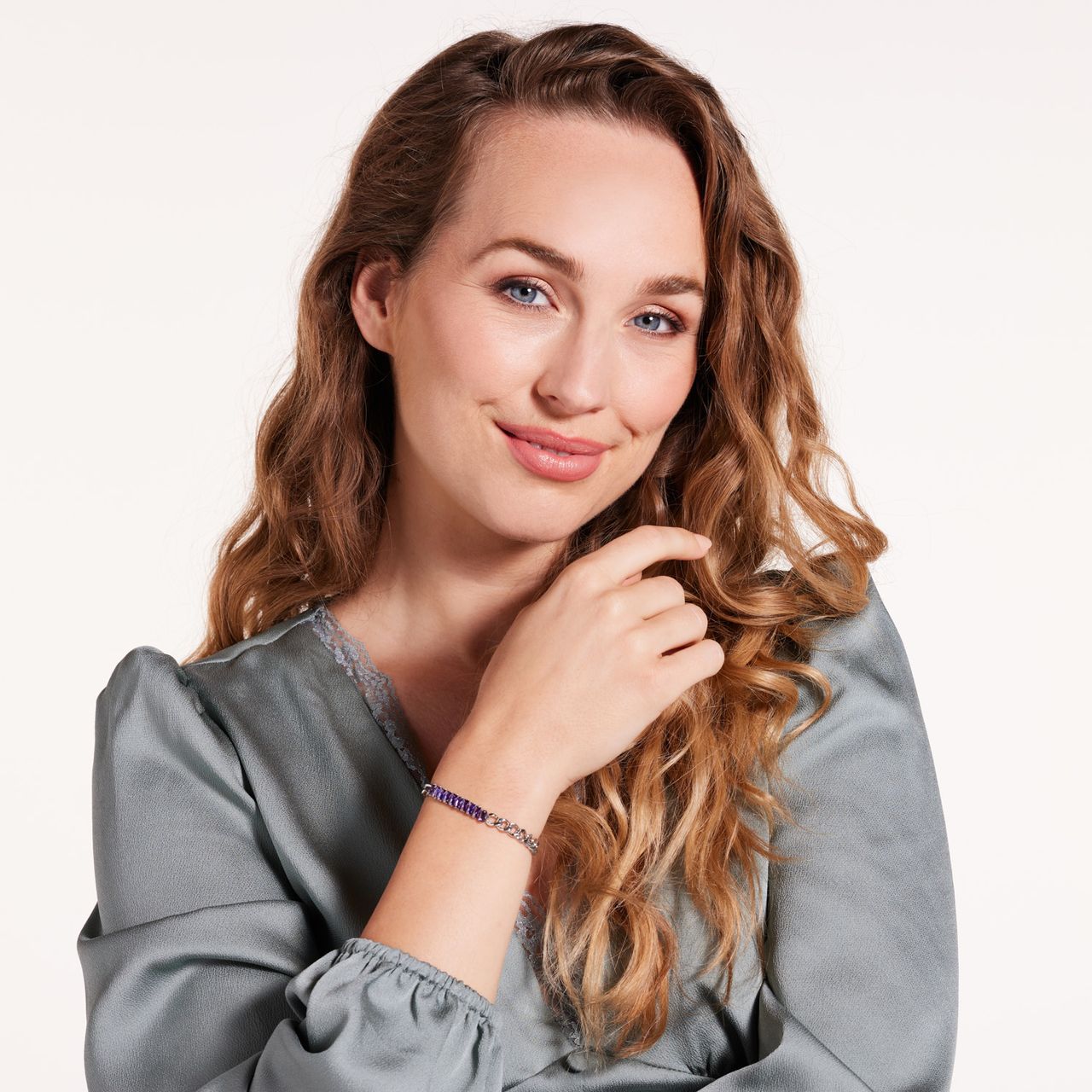 Stainless steel armband paars