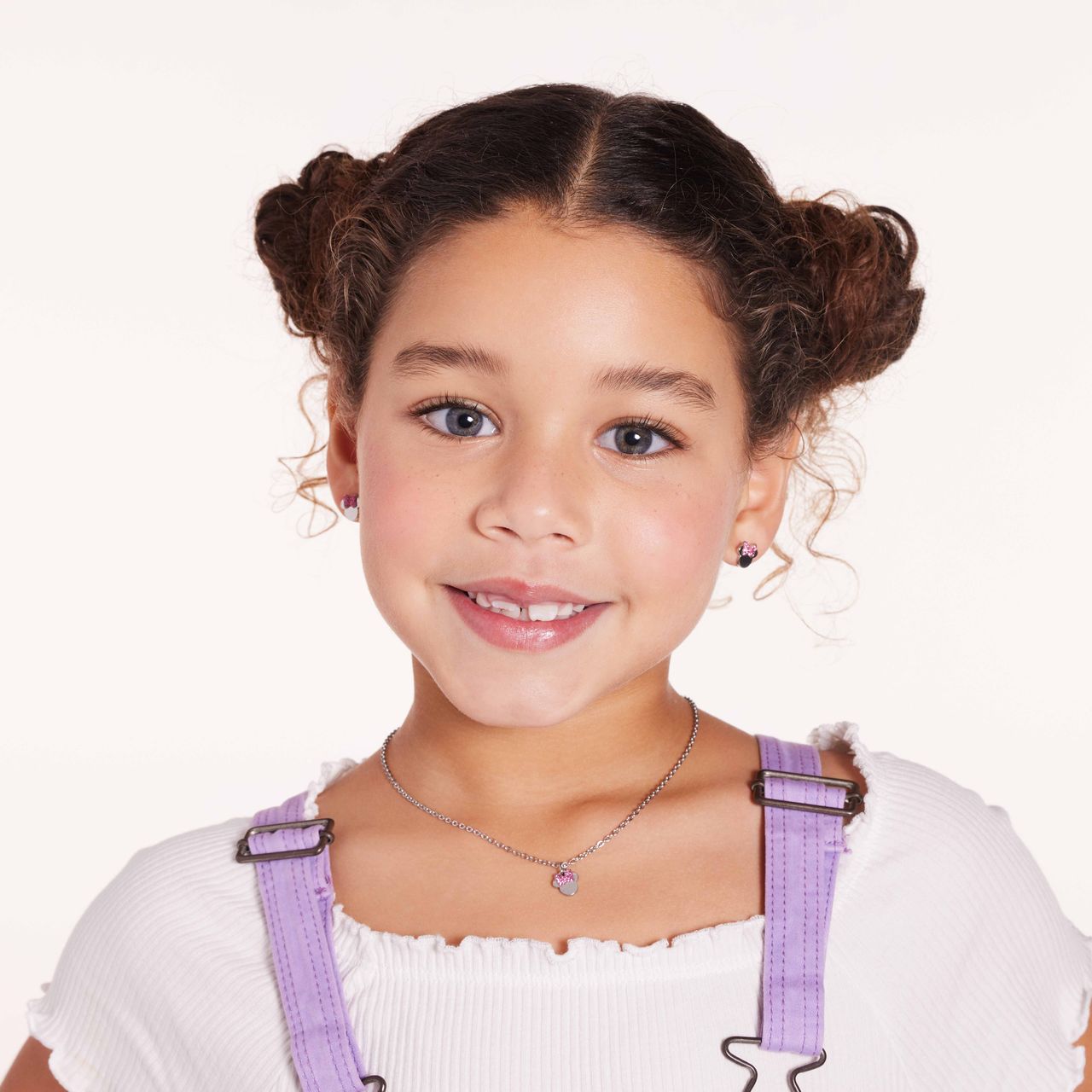 Disney stainless steel set oorknoppen 2 paar Minnie Mouse met kristal roze