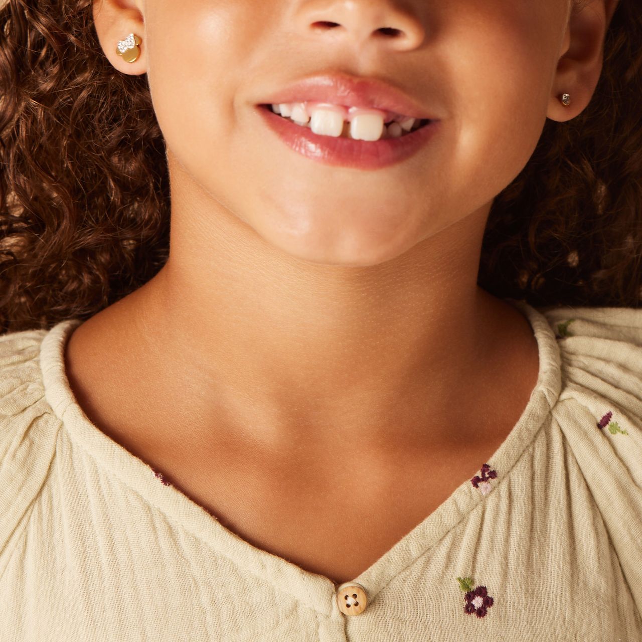 Disney stainless steel goldplated kinderoorbellen set Minnie Mouse met wit kristal