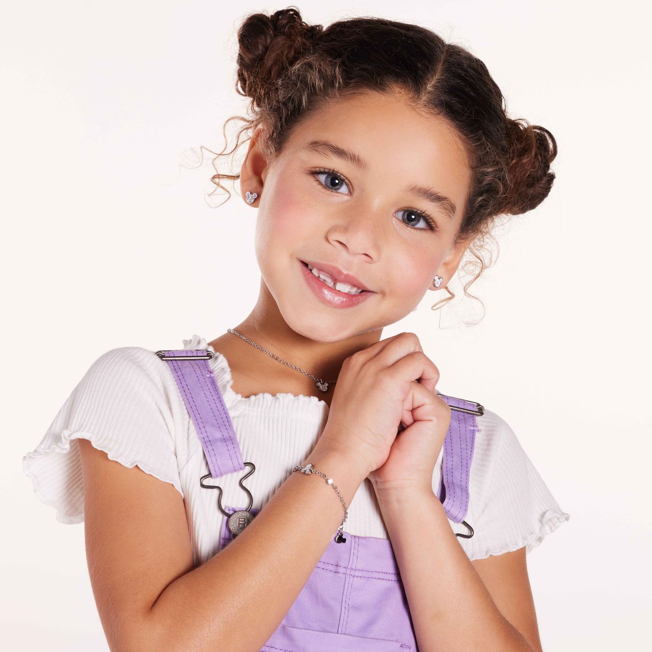 Disney stainless steel oorknoppen Mickey Mouse met wit kristal