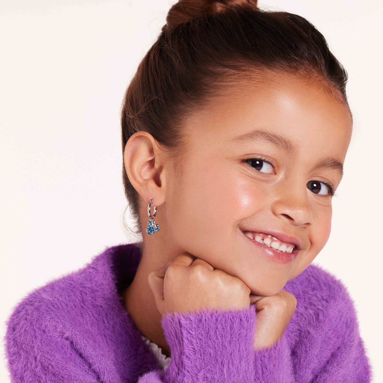 Disney stainless steel oorringen Minnie Mouse met aqua kristal