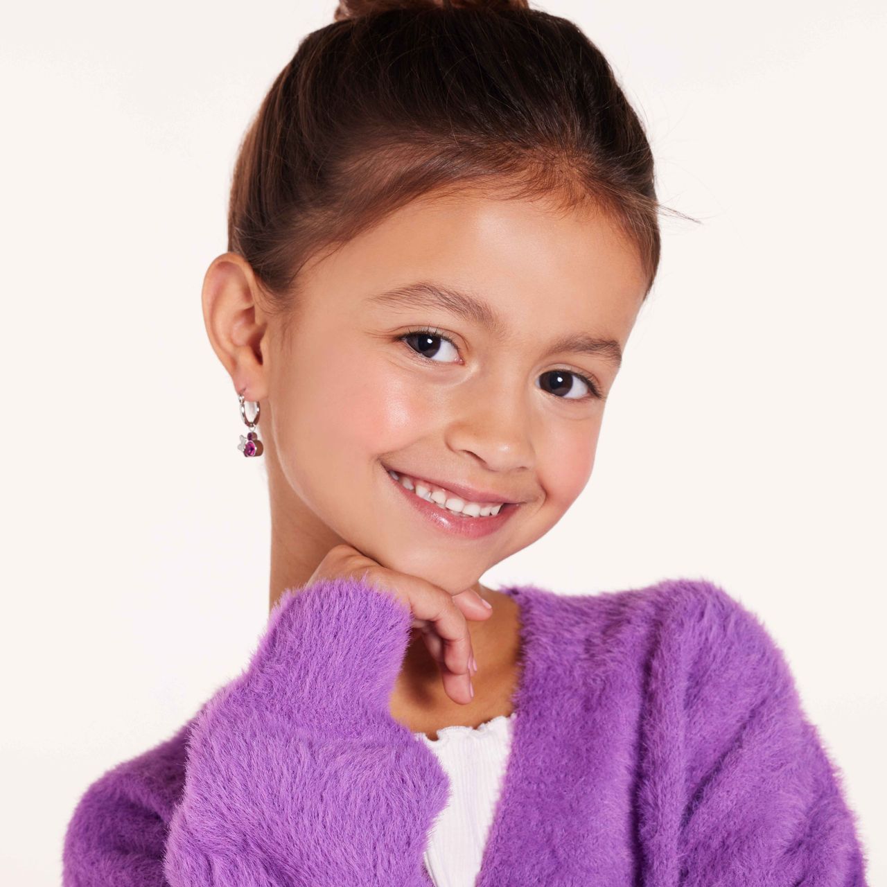 Disney stainless steel oorringen Minnie Mouse met roze kristal