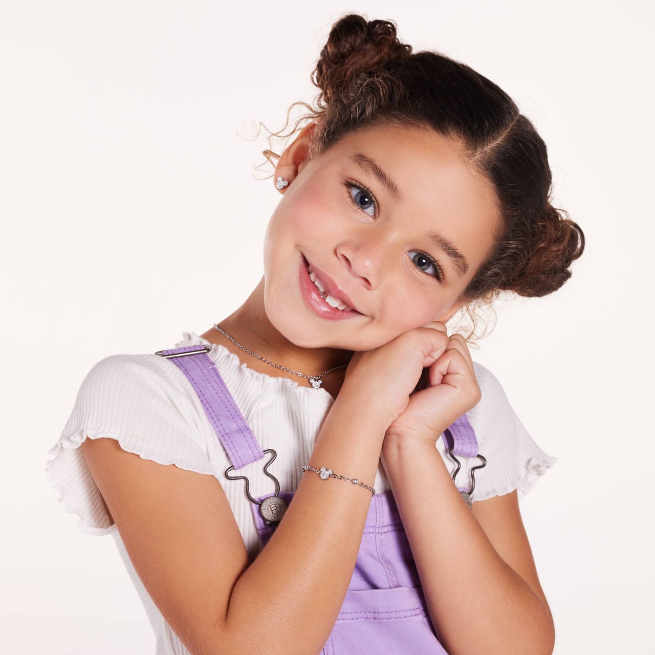 Stainless steel armband Mickey Mouse met wit kristal