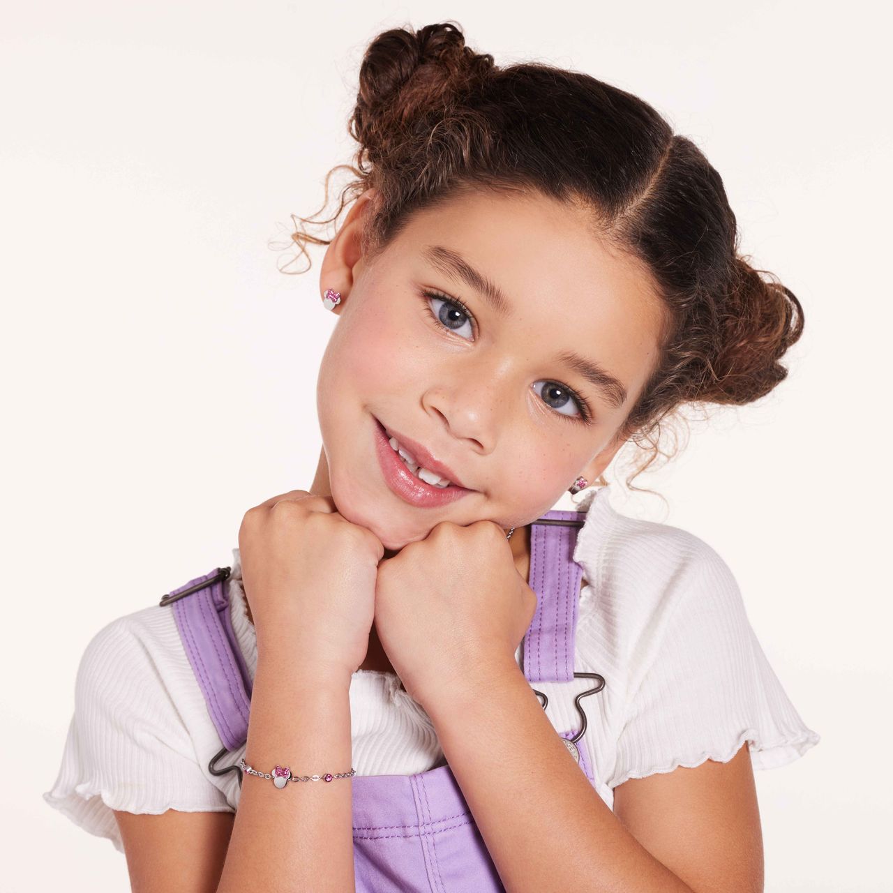 Stainless steel armband Minnie Mouse met roze kristal