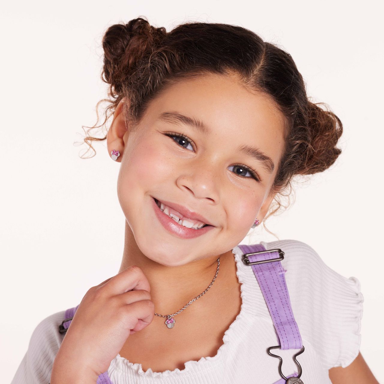 Disney stalen ketting Minni Mouse met roze kristal strik