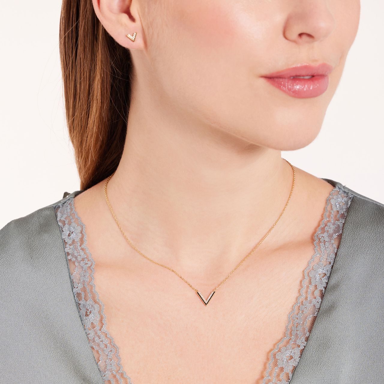 Zilveren goldplated ketting met hanger met zirkonia voor dames