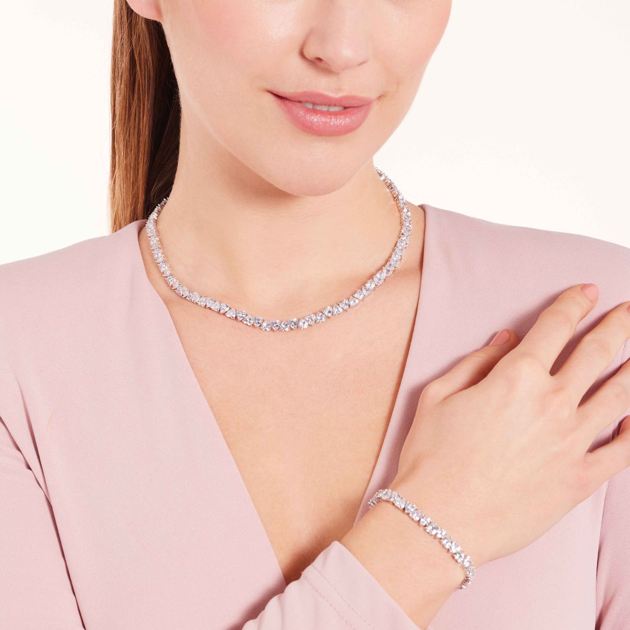 Zilveren tennisketting zirkonia
