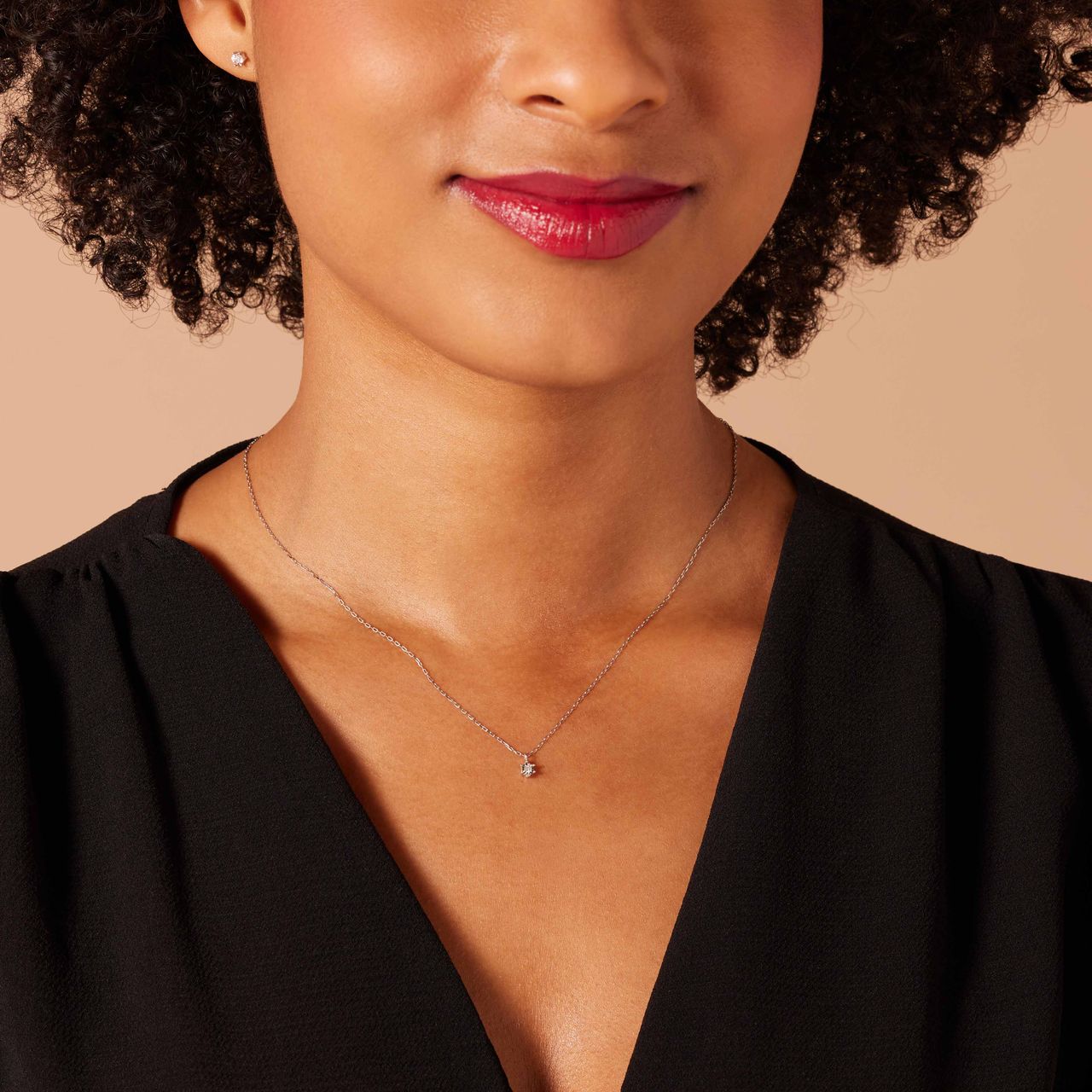 14K witgouden collier solitair diamant (0,025ct)