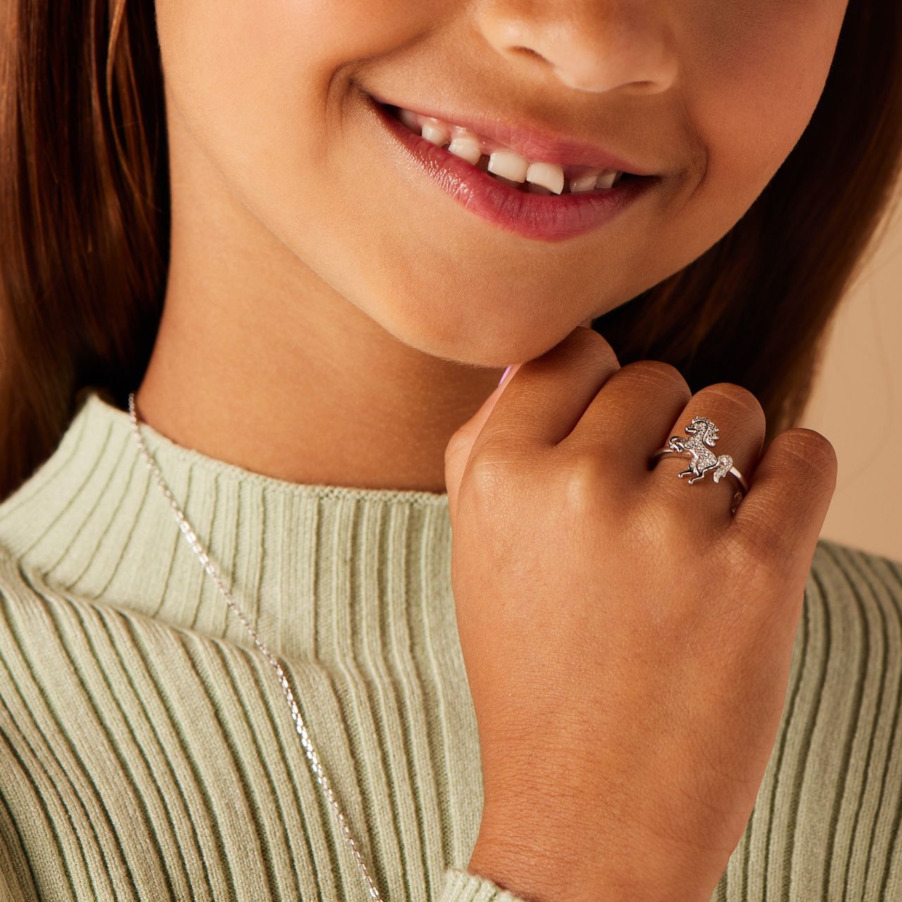 Zilveren ring paard zirkonia