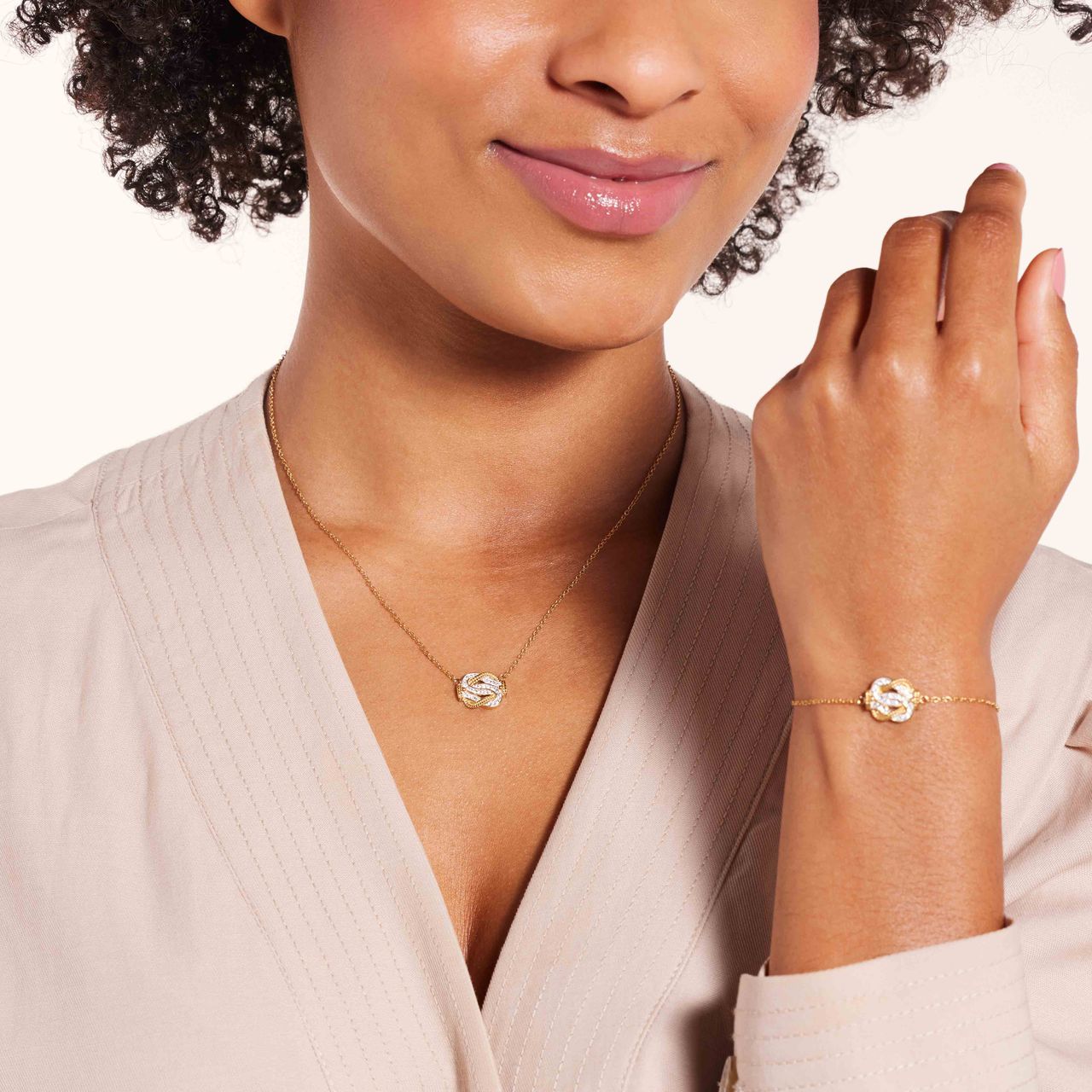 Gerecycled stainless steel goldplated collier mattenklopper kristal