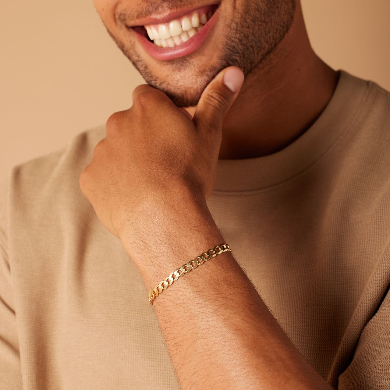 Goldplattiertes Herren-Armband aus recyceltem Silber mit Gourmetglied.