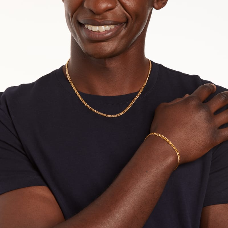Zilveren goldplated herenschakelarmband