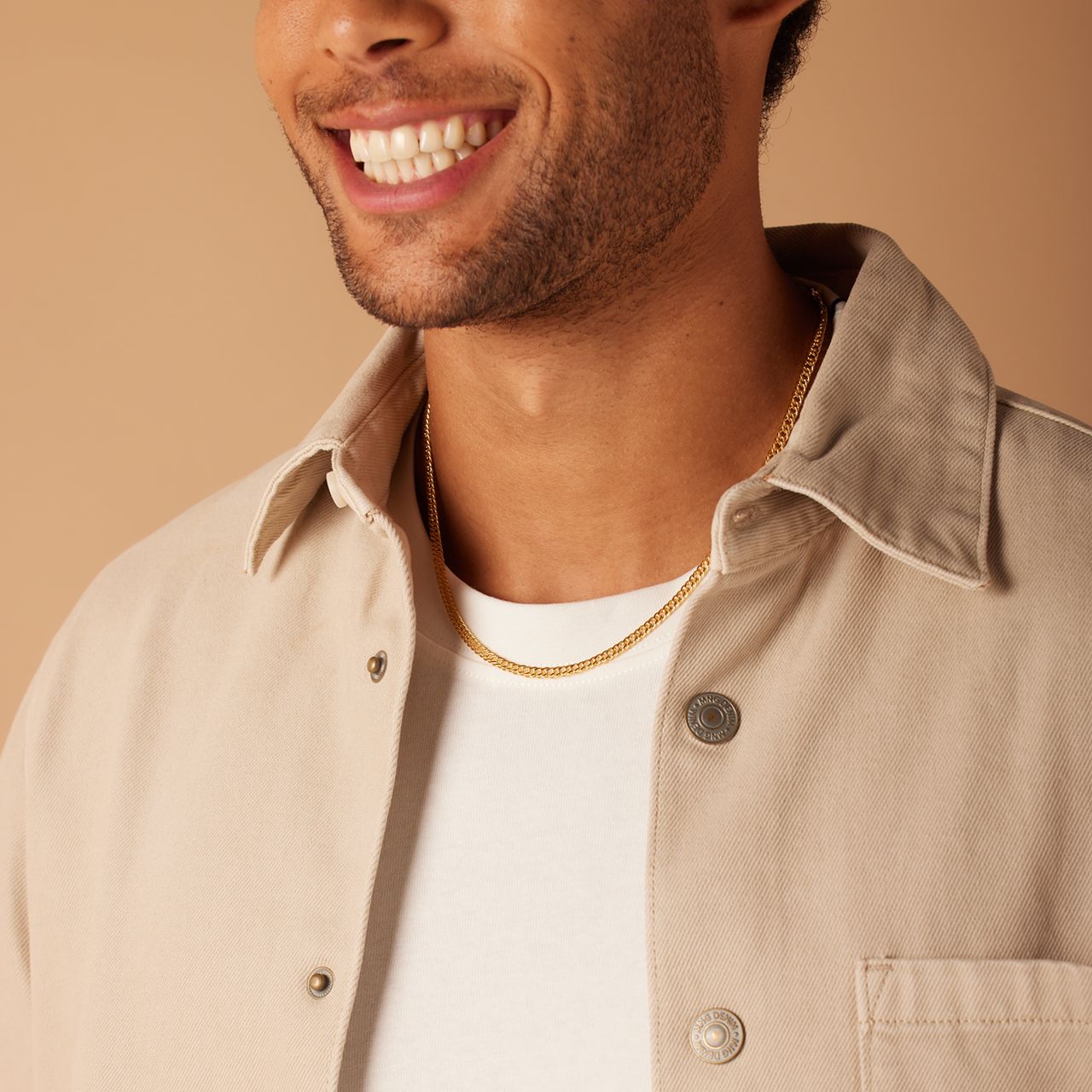 Zilveren goldplated herenschakelketting