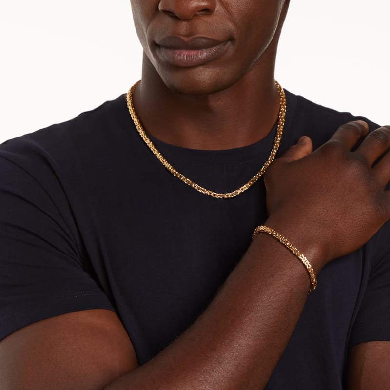 Goldplattiertes Herren-Armband aus recyceltem Silber mit Königsglied.