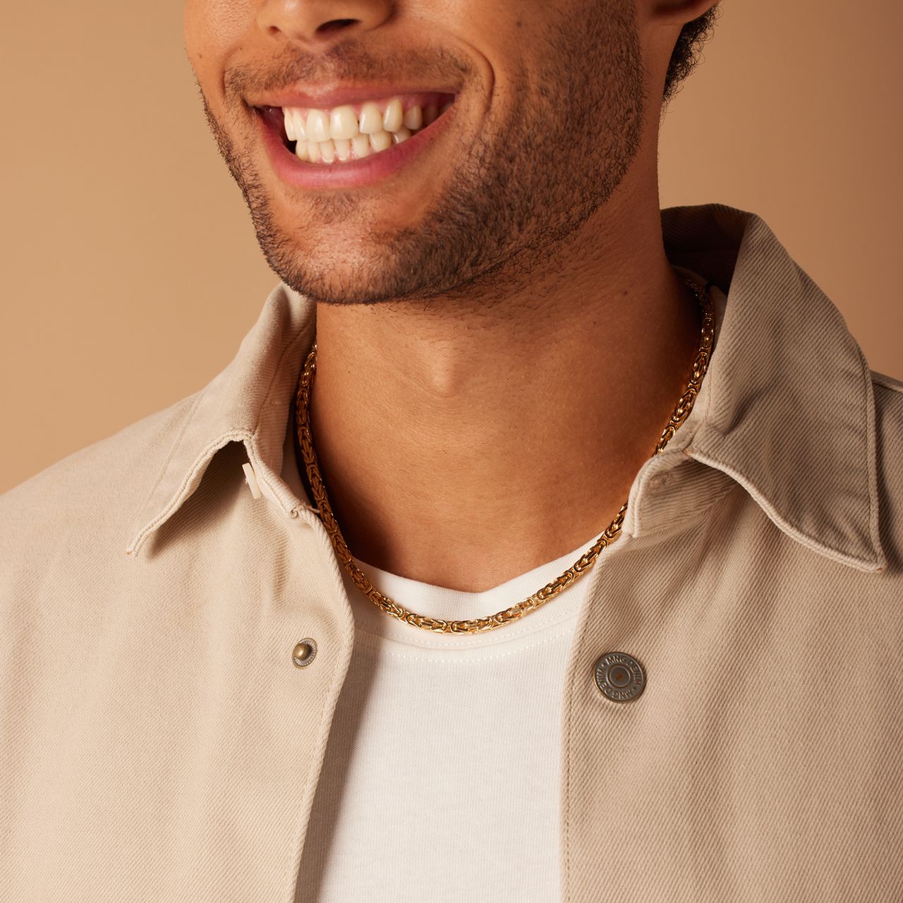 Gerecycled zilveren goldplated herenketting met koningsschakel