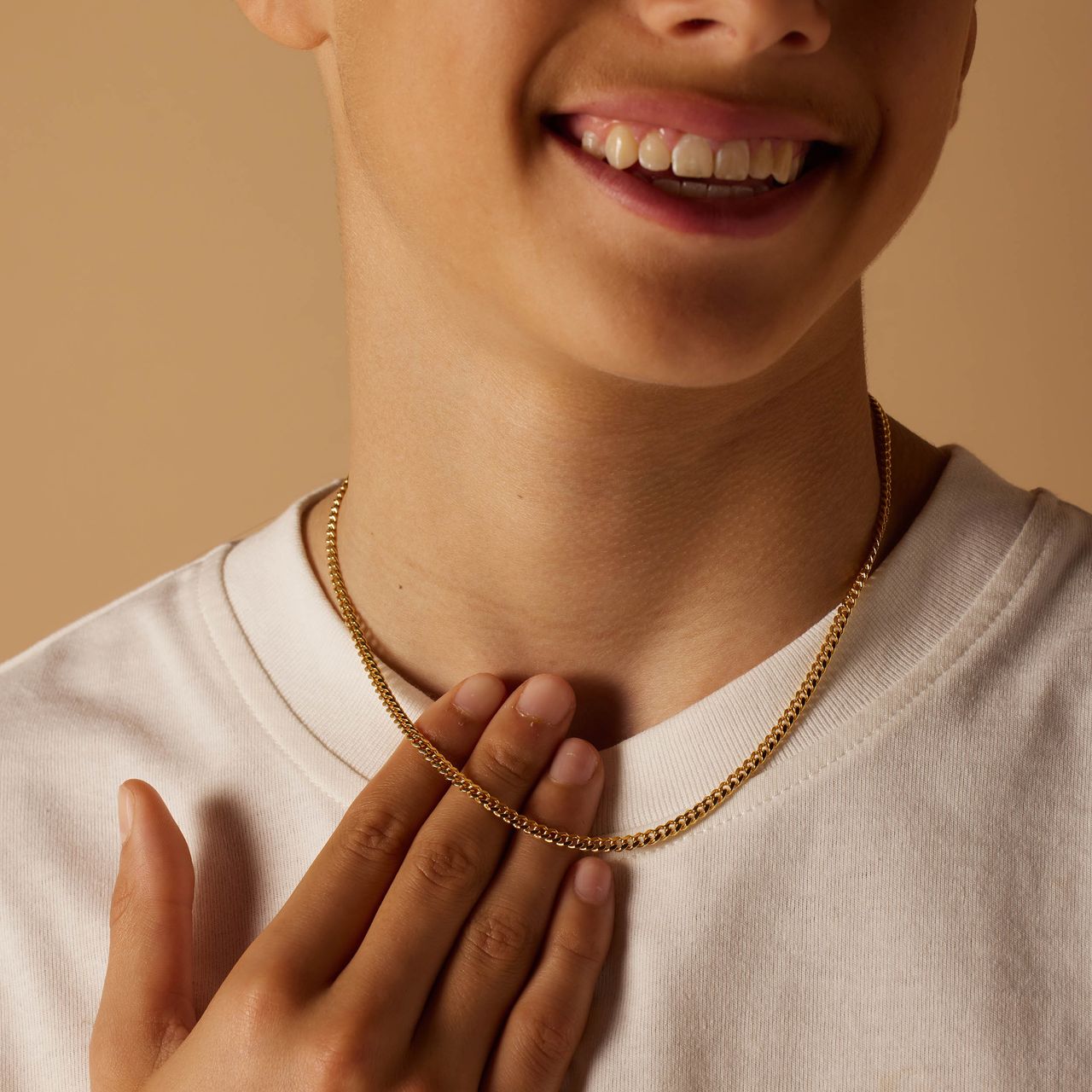 Gerecycleerd zilveren goldplated collier gourmetschakel.