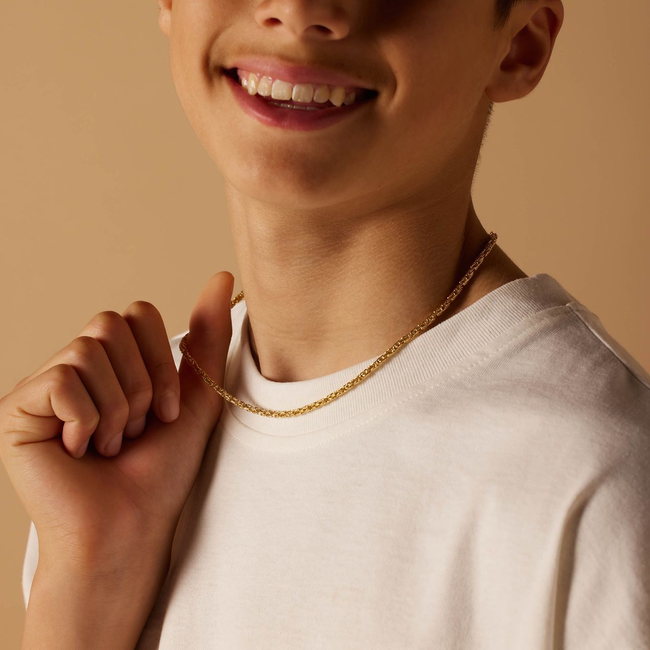 Gerecycleerd zilveren goldplated collier koningsschakel.