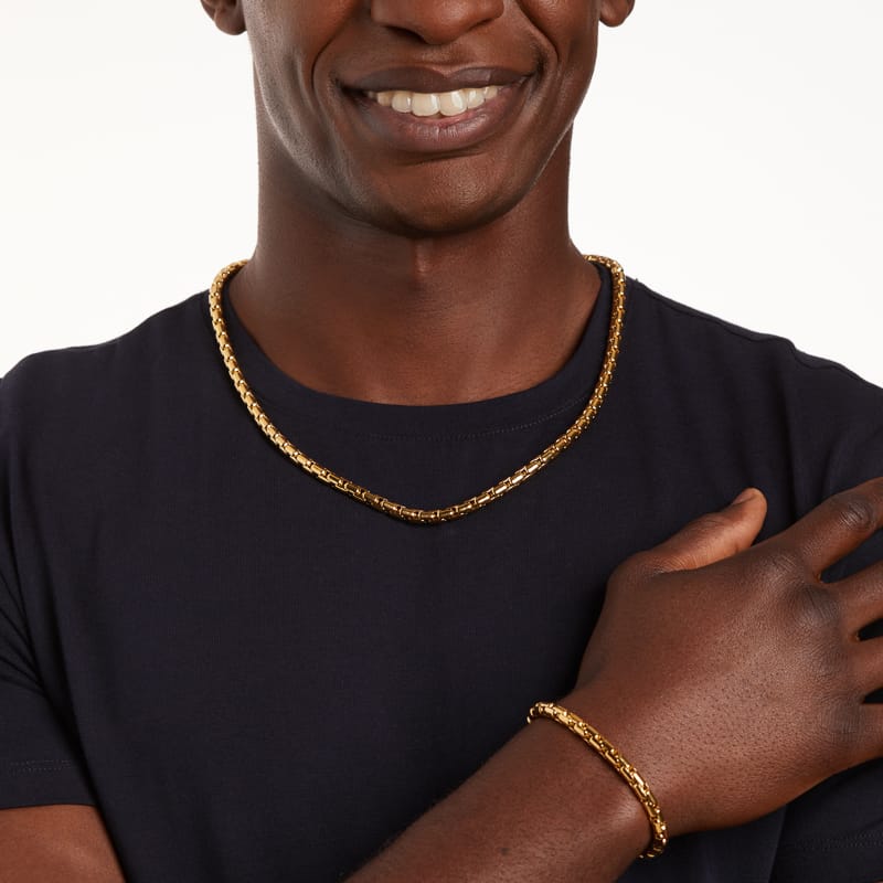 Stainless steel goldplated herenschakelarmband