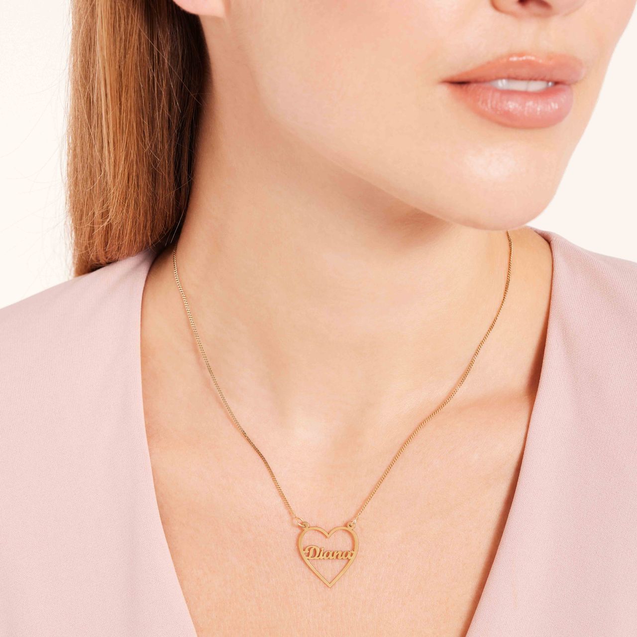 Zilveren goldplated naamketting hart voor dames