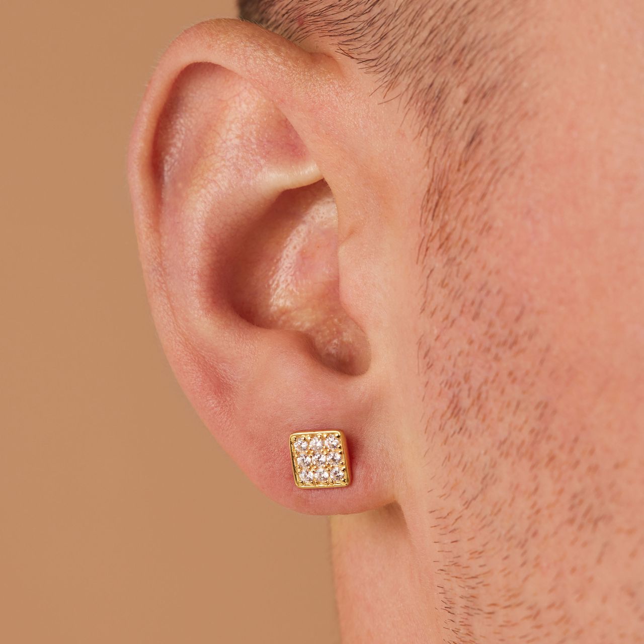 Zilveren goldplated herenoorknoppen met zirkonia