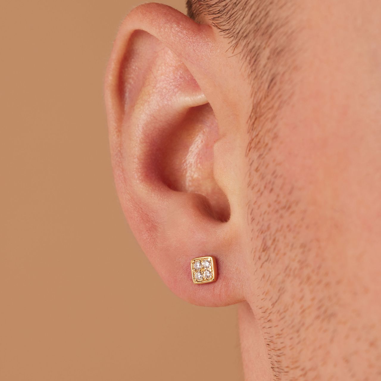 Ohrringe aus vergoldetem Silber mit Zirkonia, 6 mm