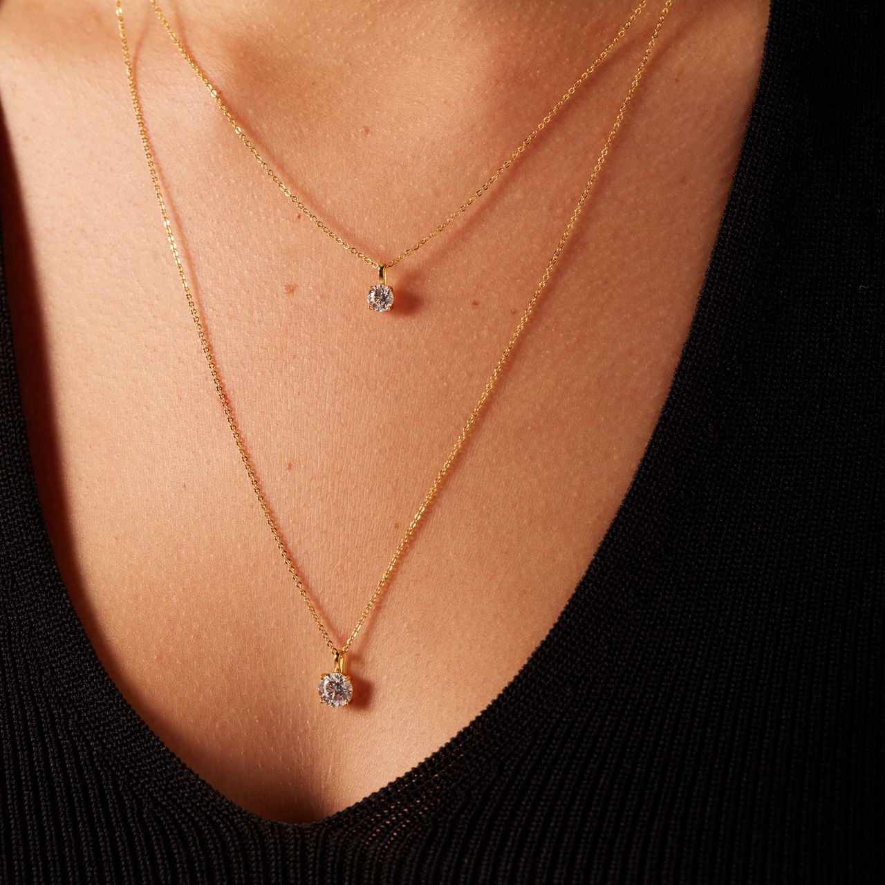 Zilveren goldplated ketting layering met zirkonia