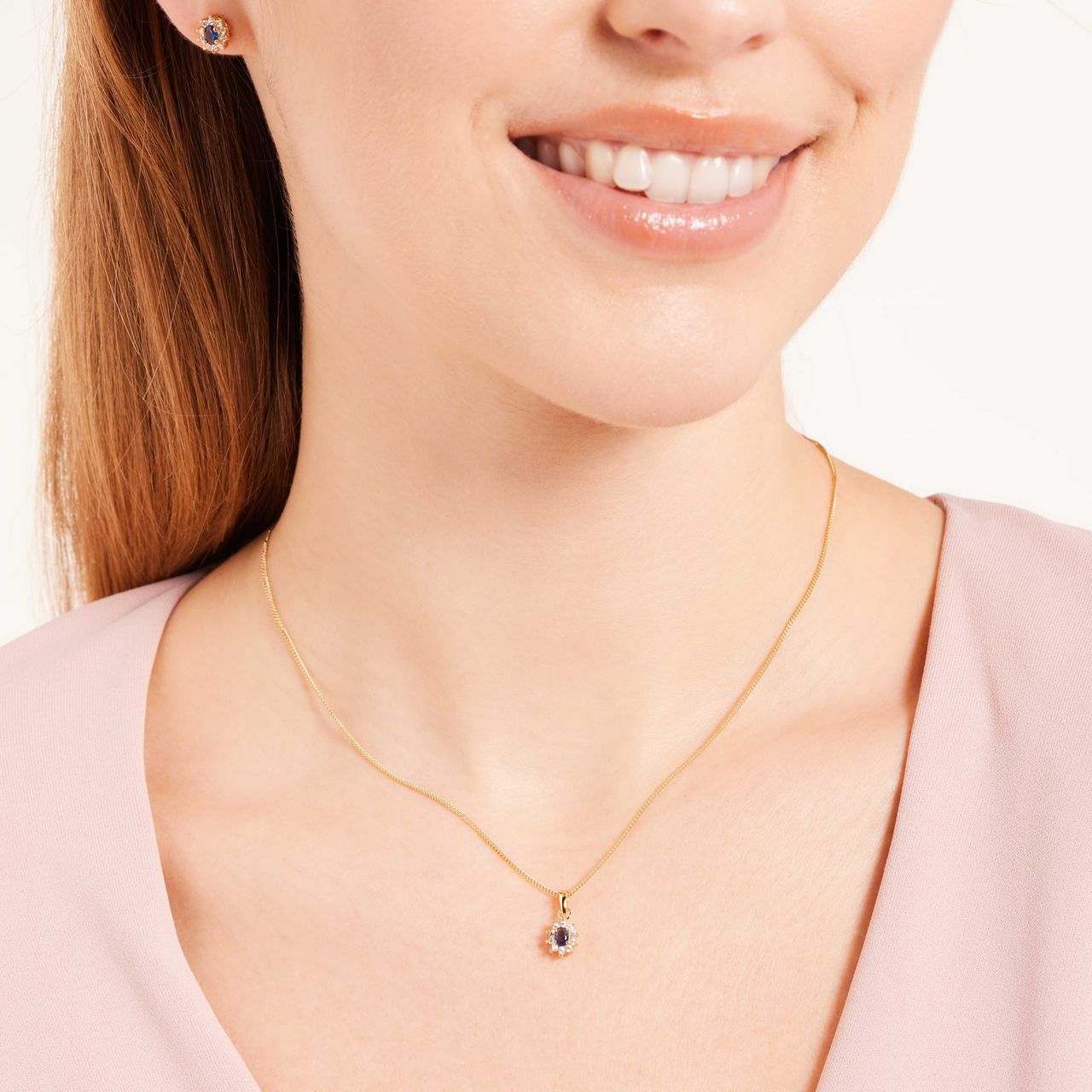 Zilveren goldplated ketting met hanger met zirkonia voor dames