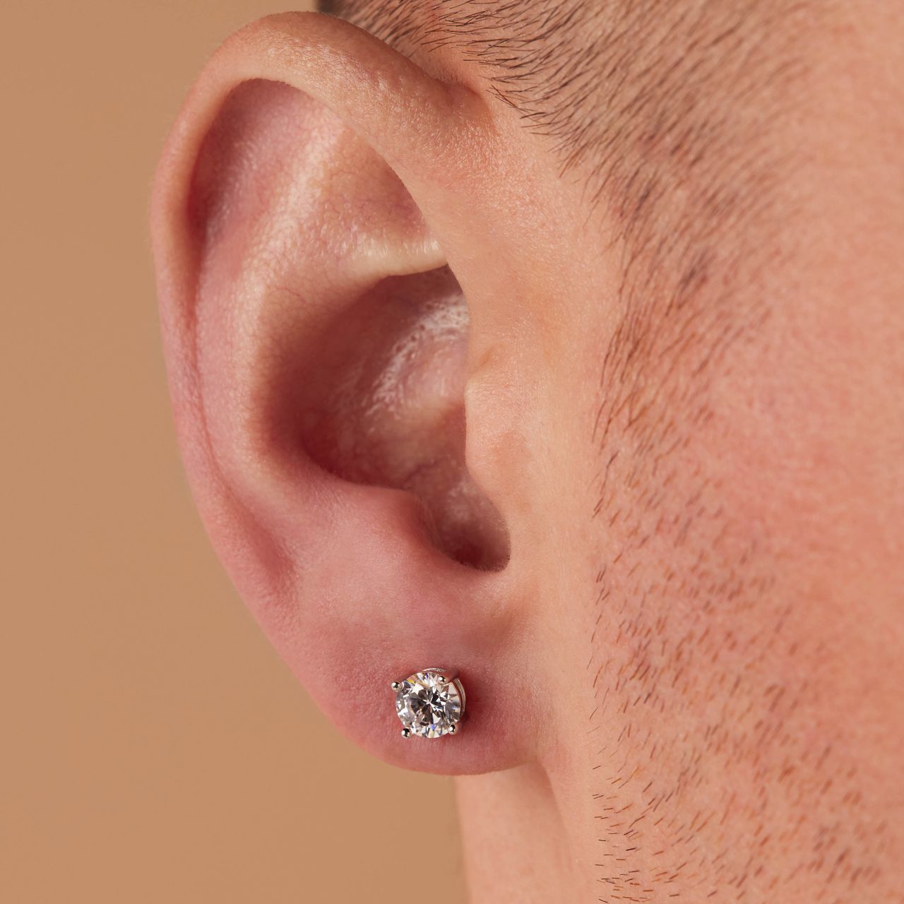 Silber-Ohrringe, rund, 6 mm, mit Zirkonia