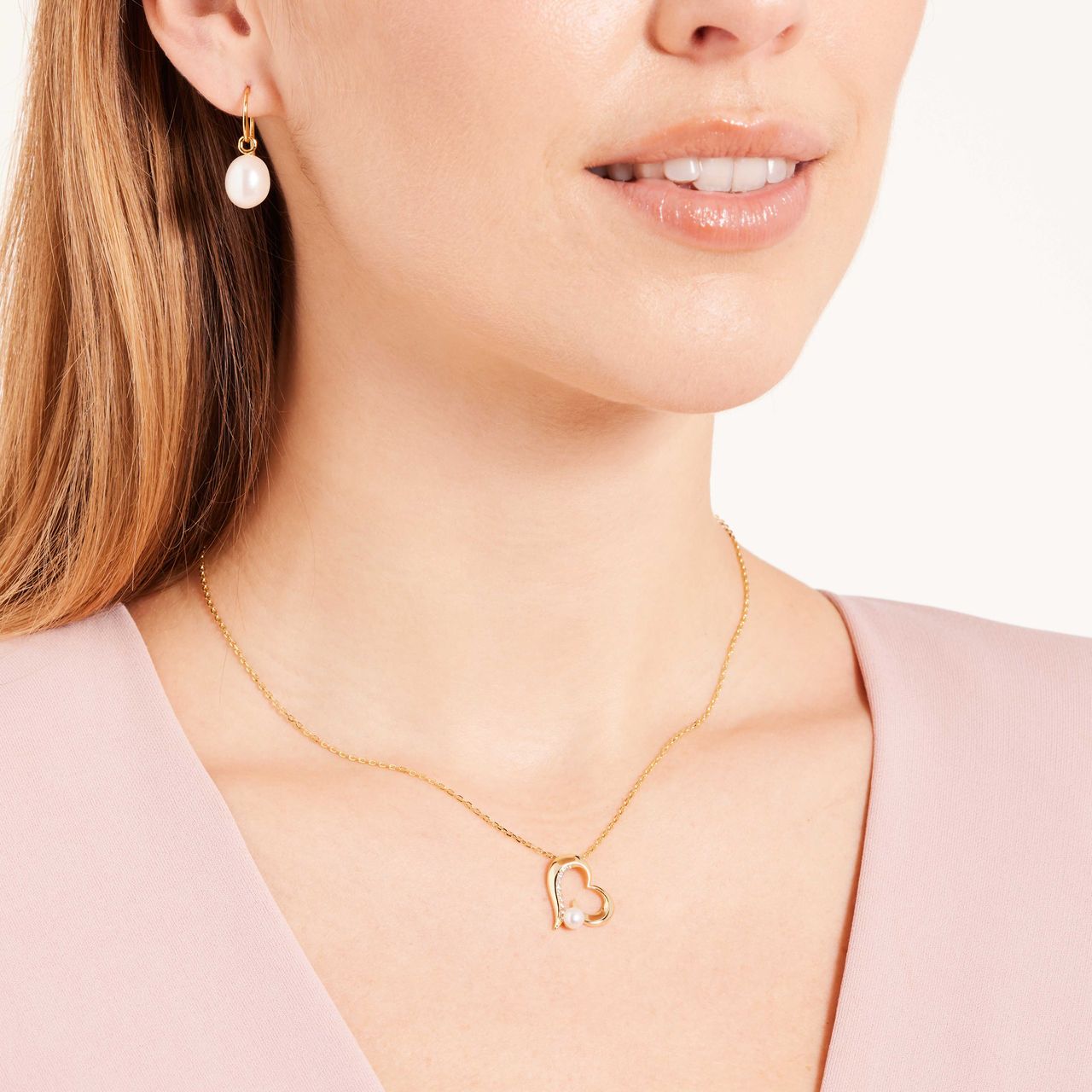 Zilveren goldplated oorhangers met parel voor dames