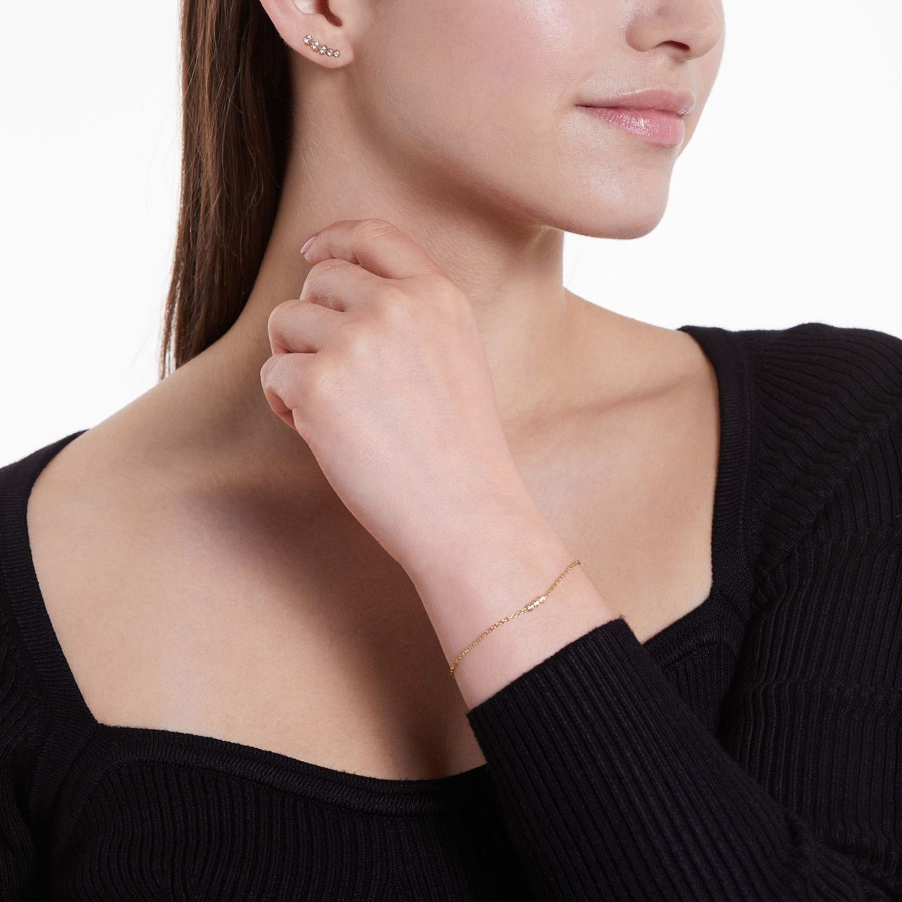 Zilveren goldplated oorknoppen met zirkonia voor dames