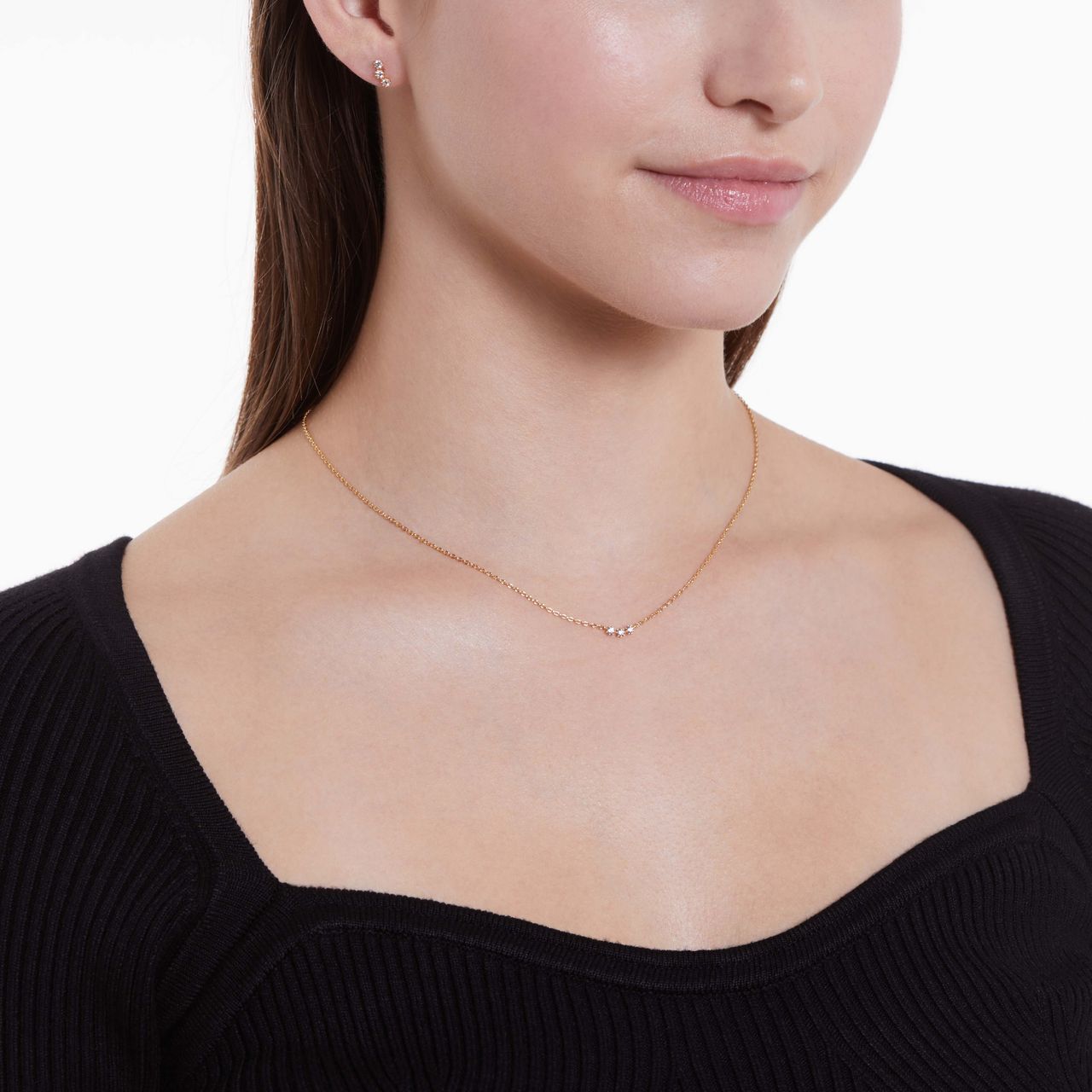 Zilveren goldplated ketting met hanger met zirkonia voor dames