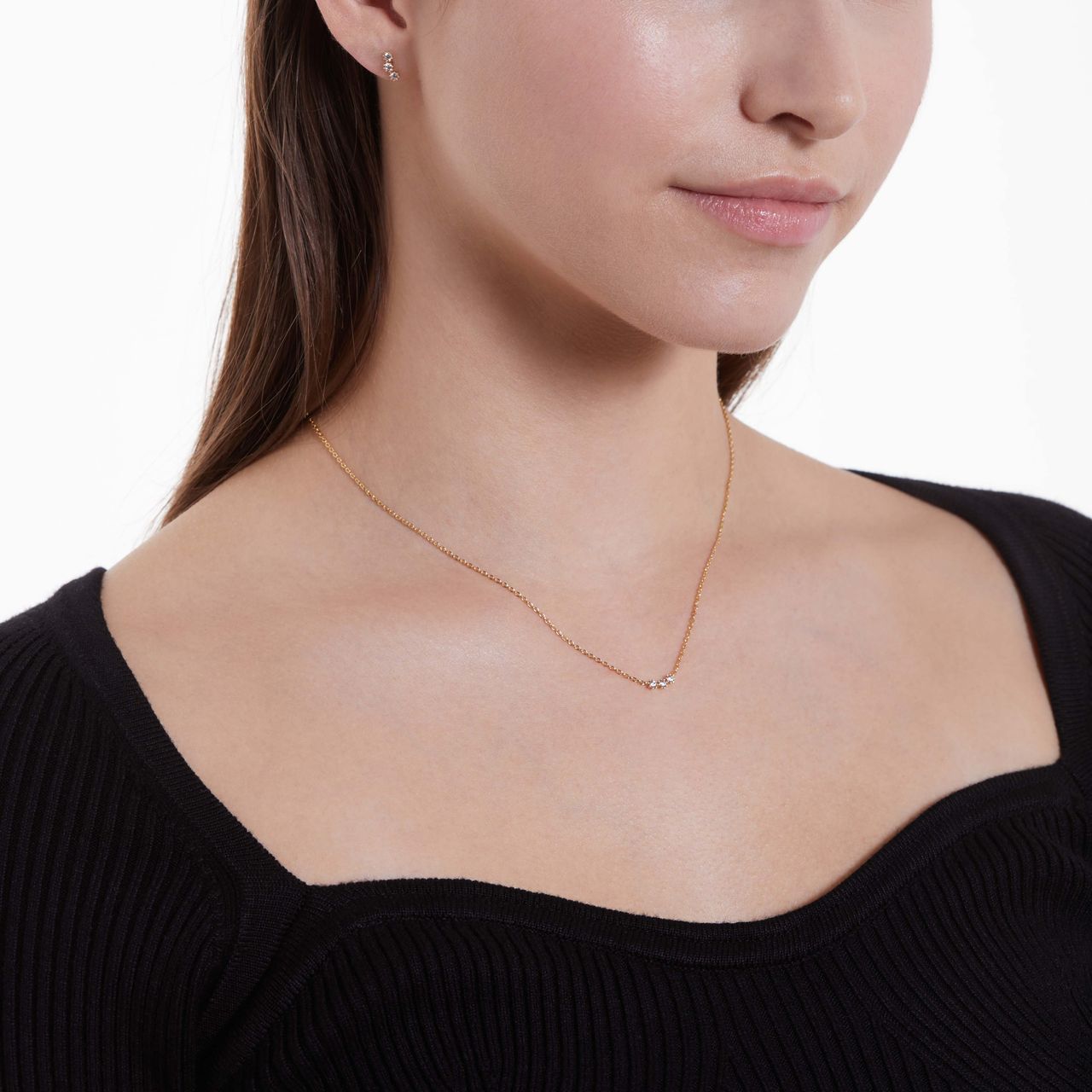 Zilveren goldplated oorknoppen met zirkonia voor dames