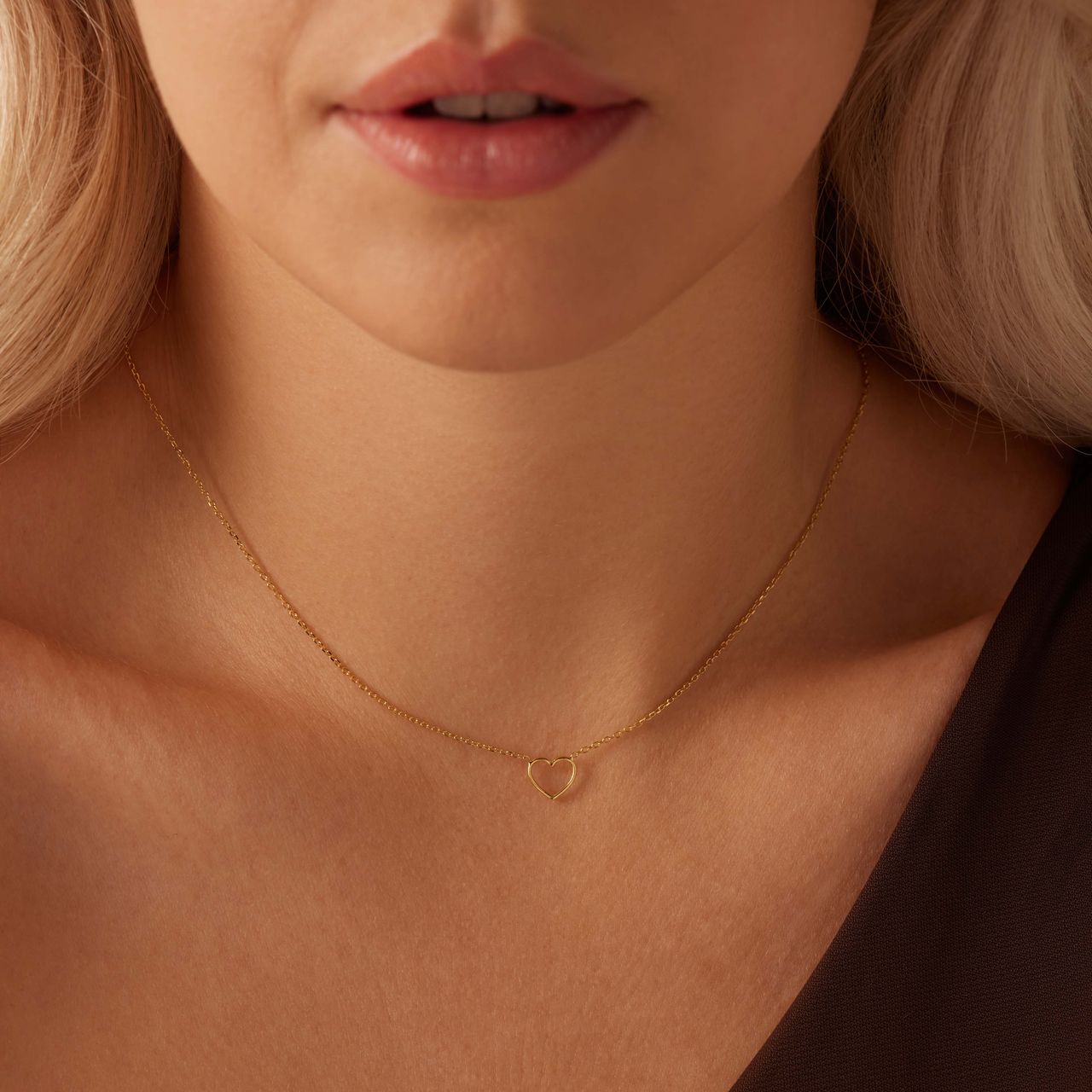 Zilveren goldplated ketting met hanger hart voor dames