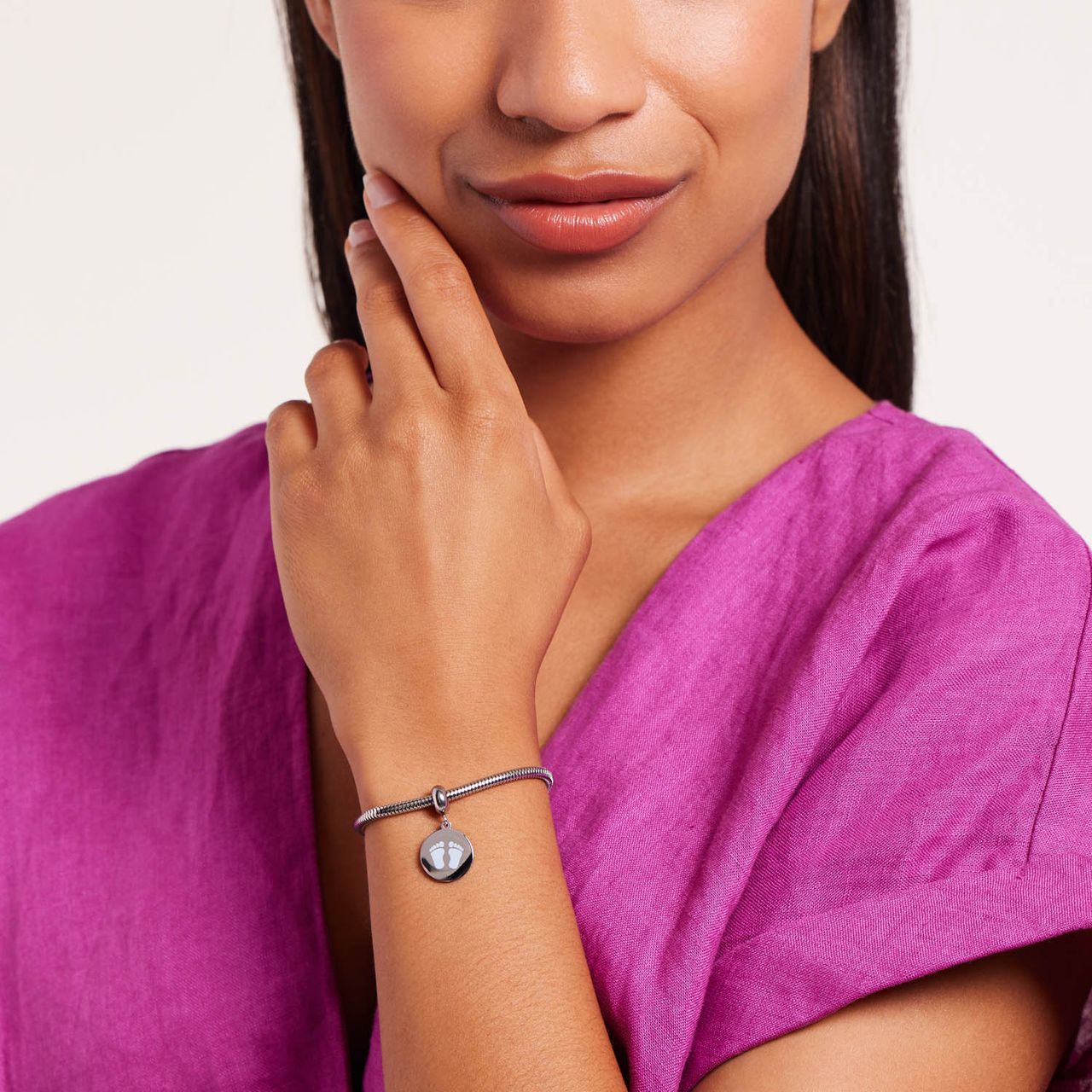 Stainless steel bedel munt voeten blauw