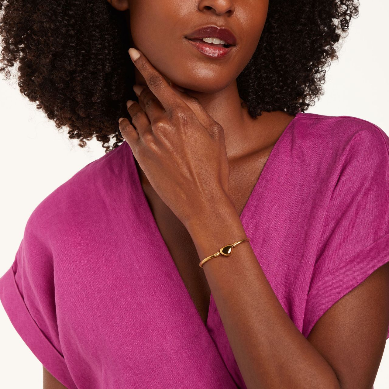 Stalen goldplated bedelarmband hart voor dames