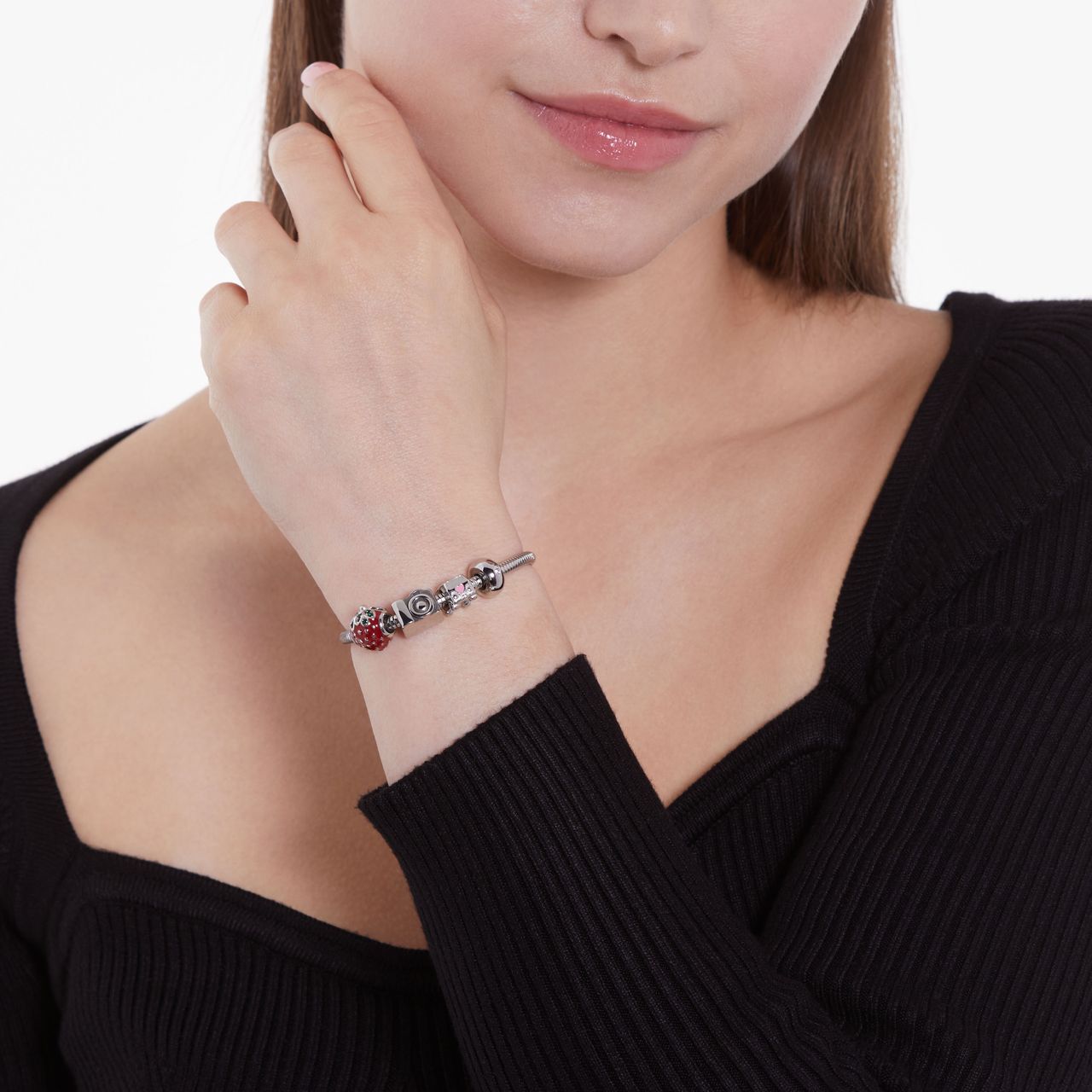 Charm aus Edelstahl Erdbeere
