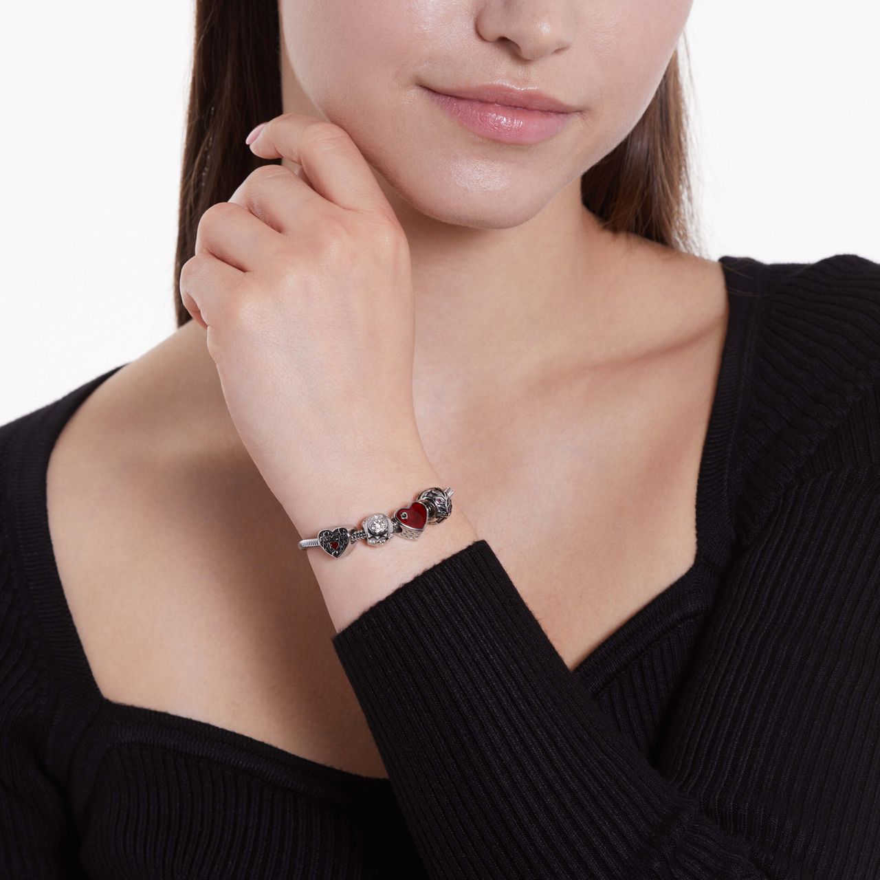 Charm aus Edelstahl Blumen