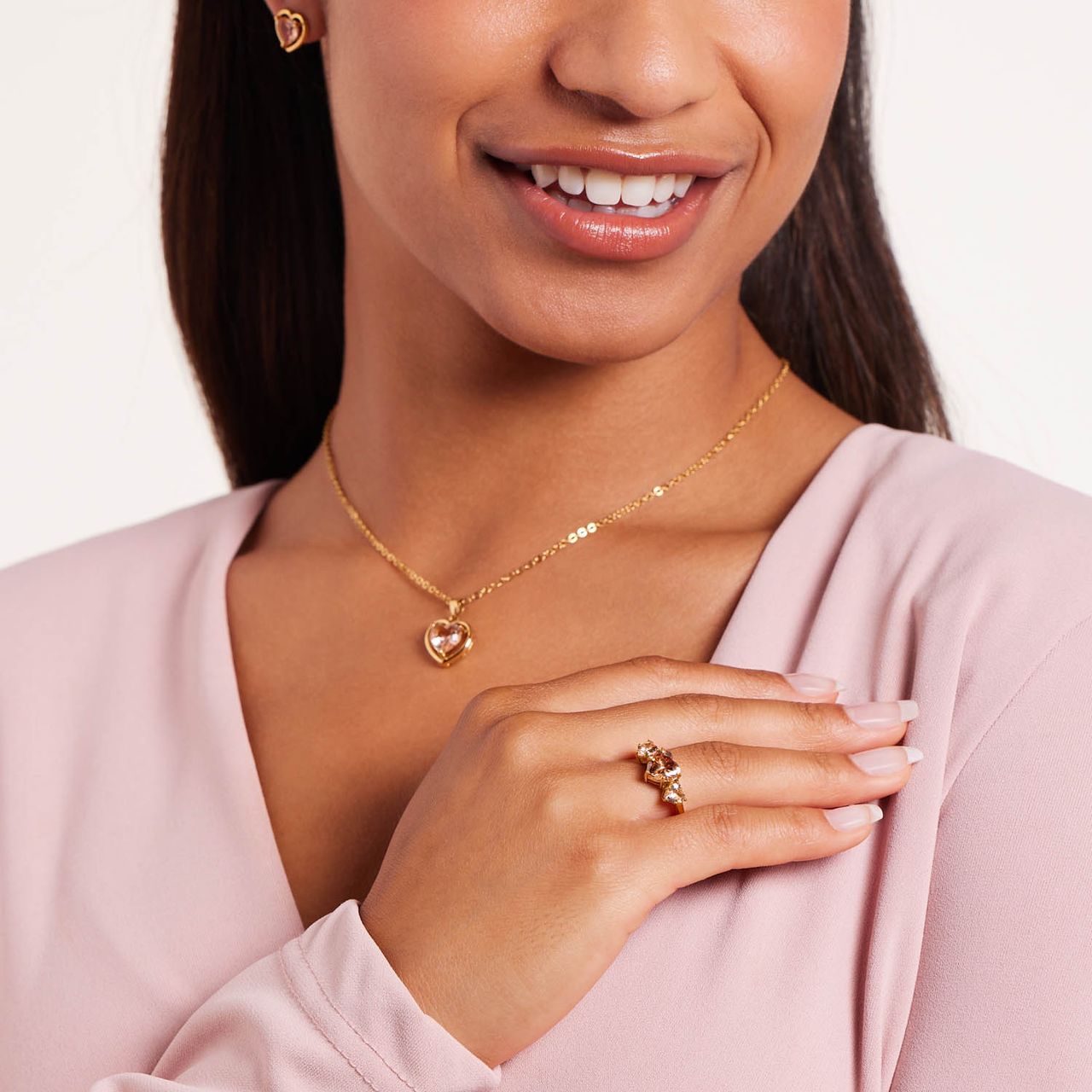 Stainless steel goldplated ring met zirkonia voor dames