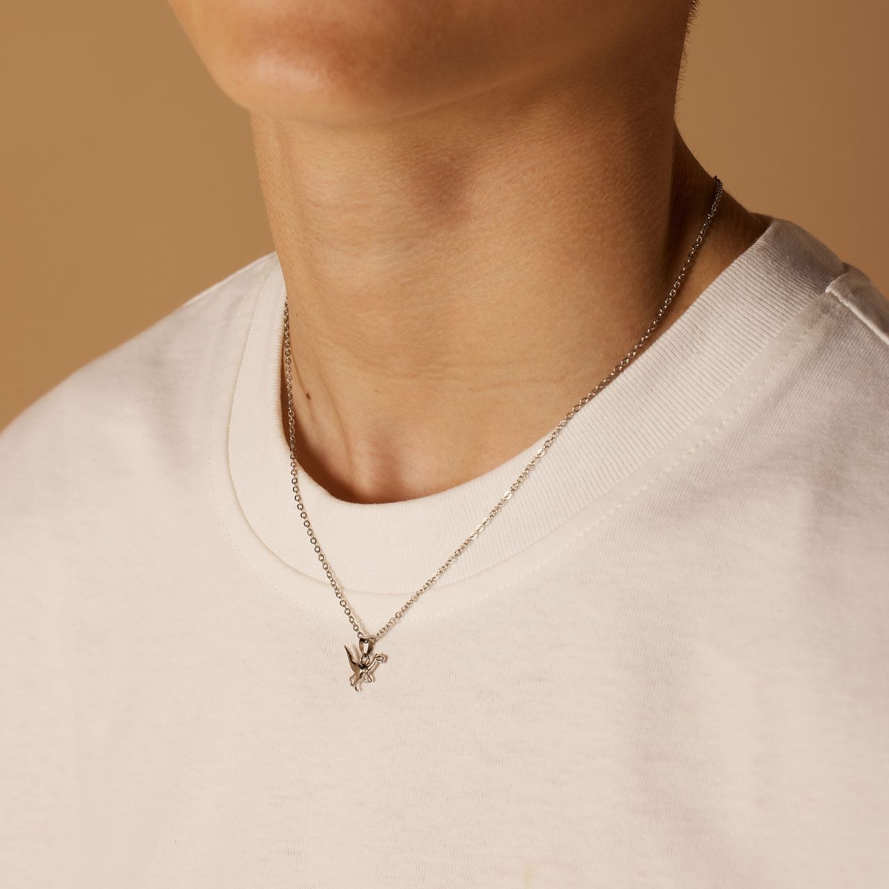 Stainless steel ketting met hanger dino