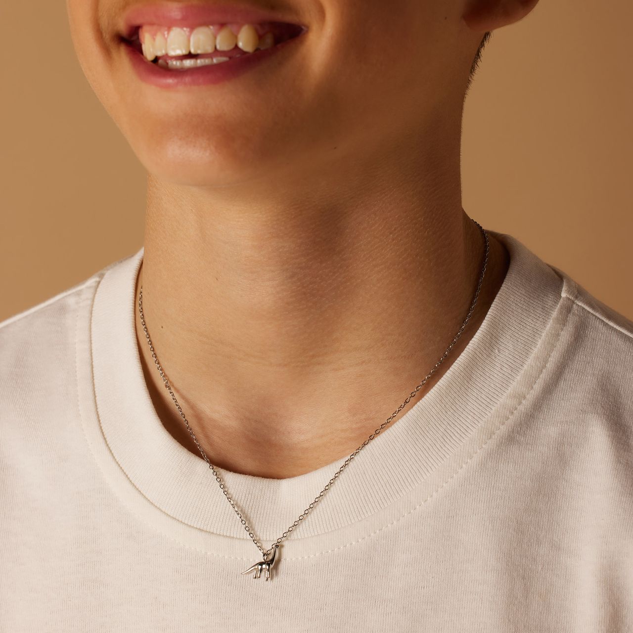 Stalen ketting met hanger dino