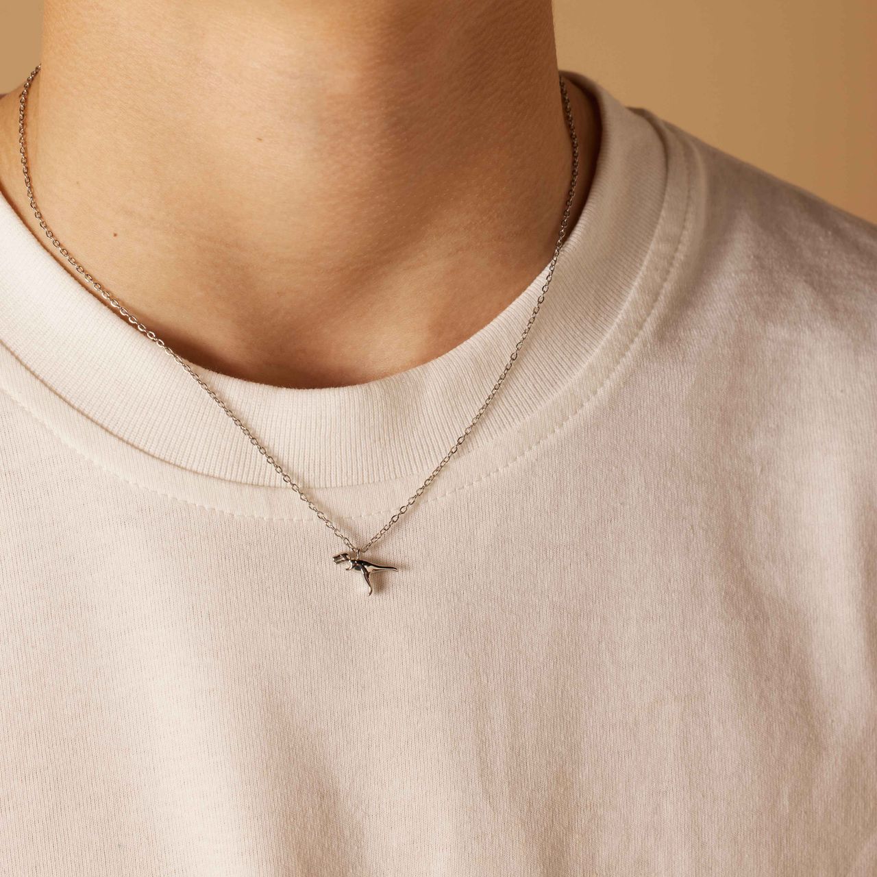 Stainless steel ketting met hanger Tyrannosaurus